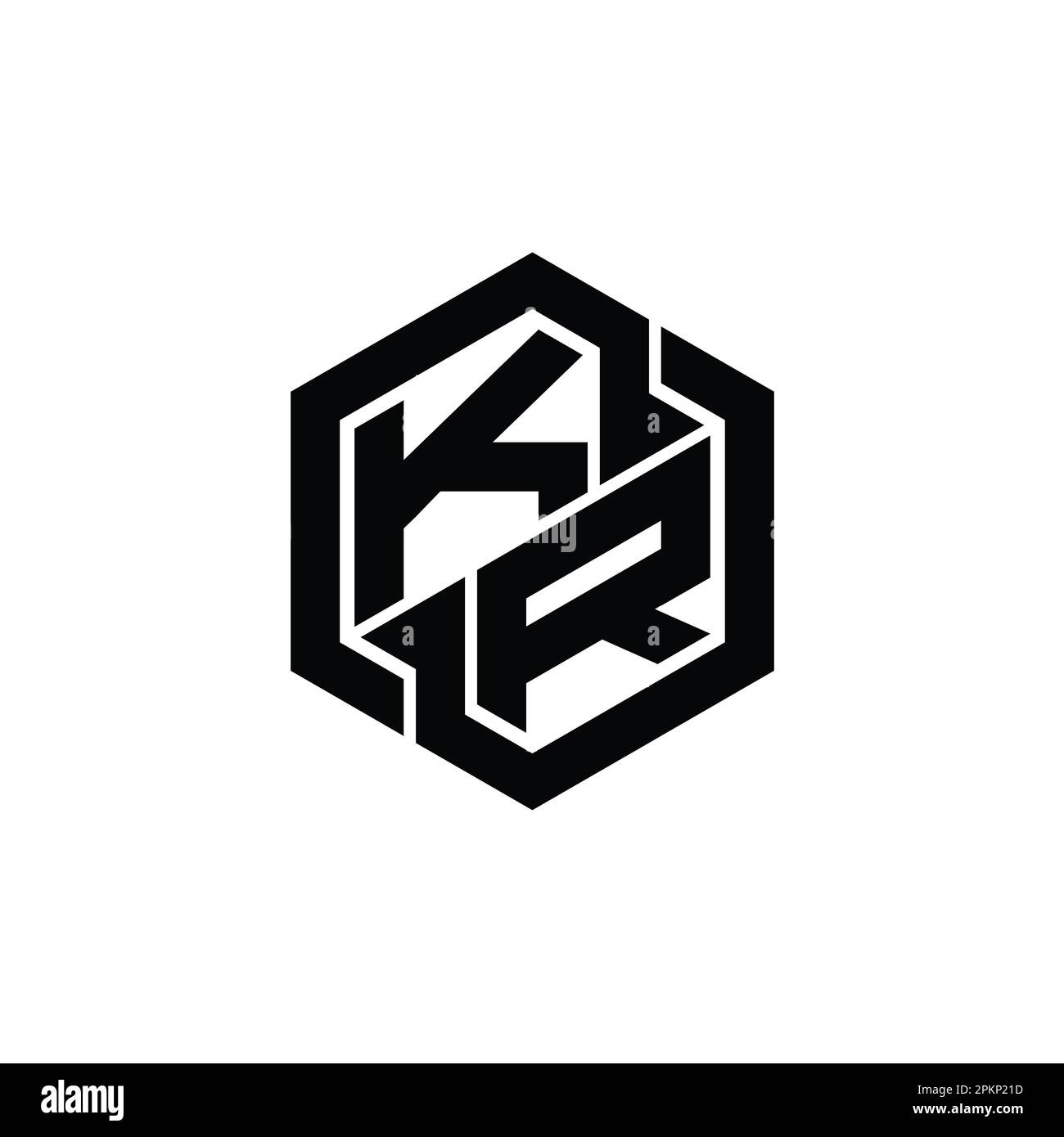 KR Logo Monogramm Gaming mit sechseckiger Design-Vorlage mit geometrischer Form Stockfoto
