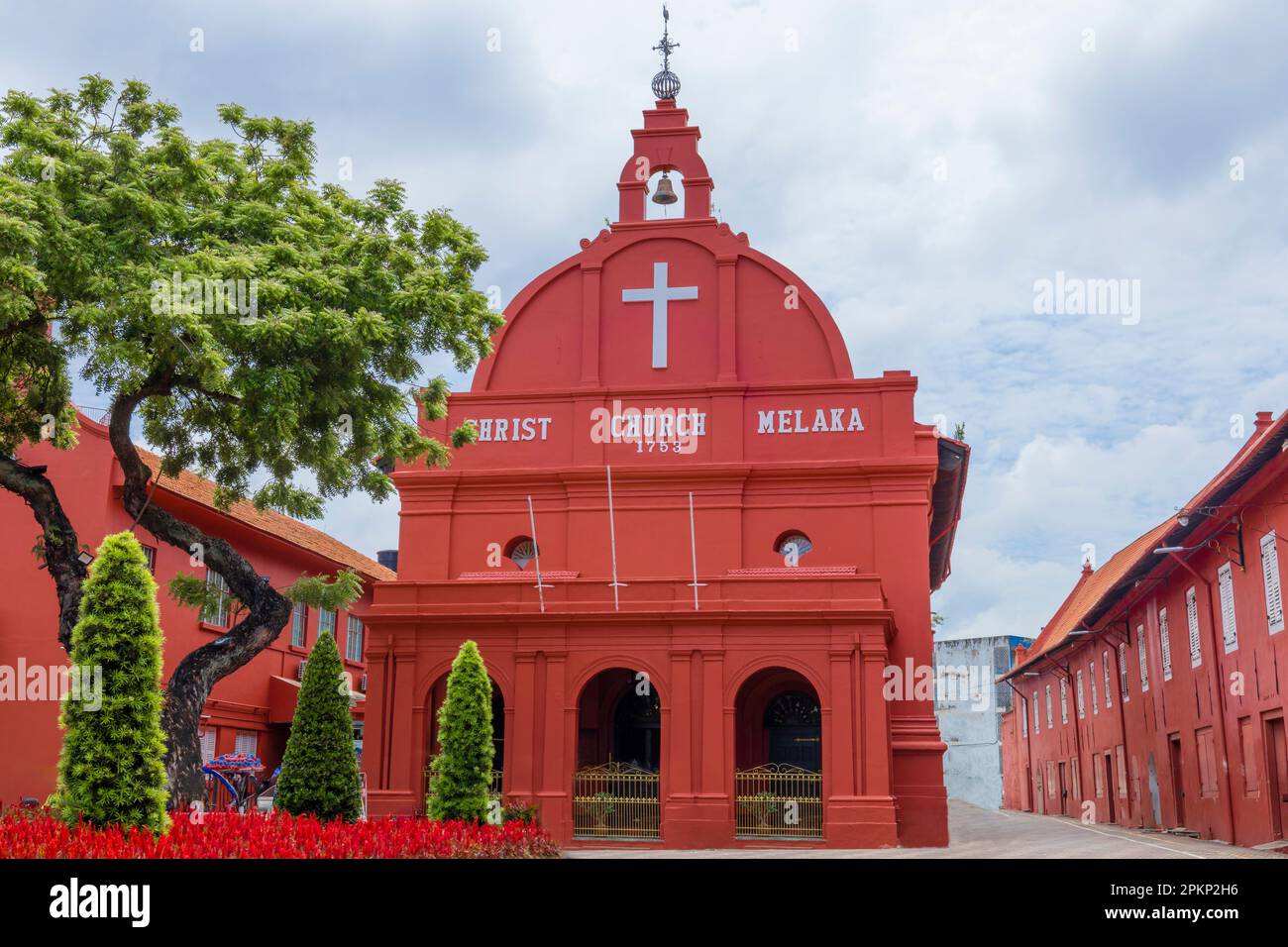 Christuskirche und niederländischer Platz in Malakka, Malaysia, das orientalische rote Gebäude Stockfoto