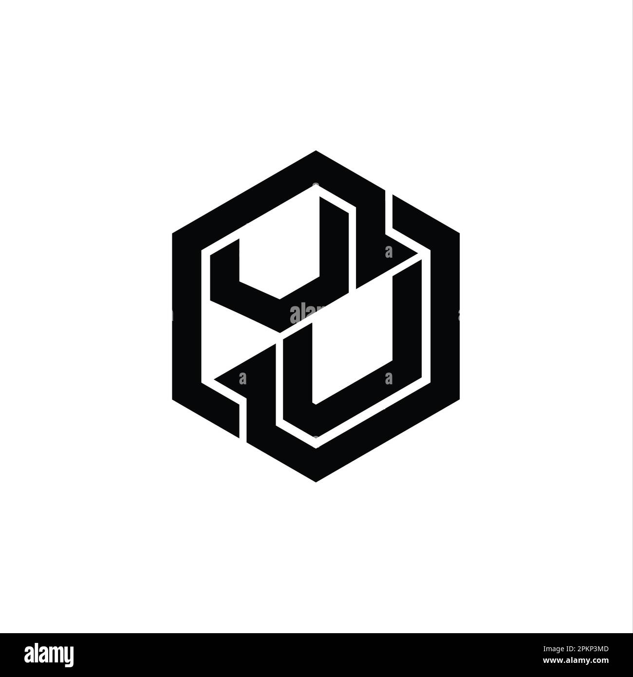 VU-Logo Monogramm Gaming mit sechseckiger Designvorlage mit geometrischer Form Stockfoto