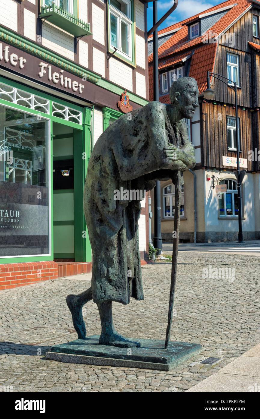 Moderne Statue auf der Straße, Wernigerode, Harz, Sachsen-Anhalt, Deutschland, Europa Stockfoto