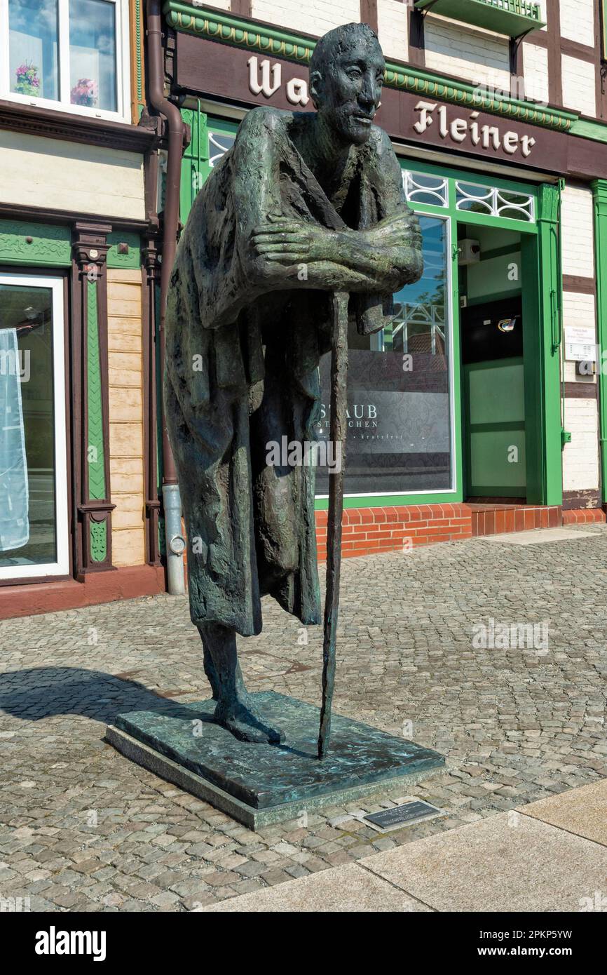 Moderne Statue auf der Straße, Wernigerode, Harz, Sachsen-Anhalt, Deutschland, Europa Stockfoto