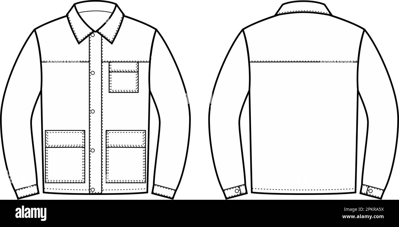 Arbeitsjacke für Herren. Mode-CAD. Stock Vektor