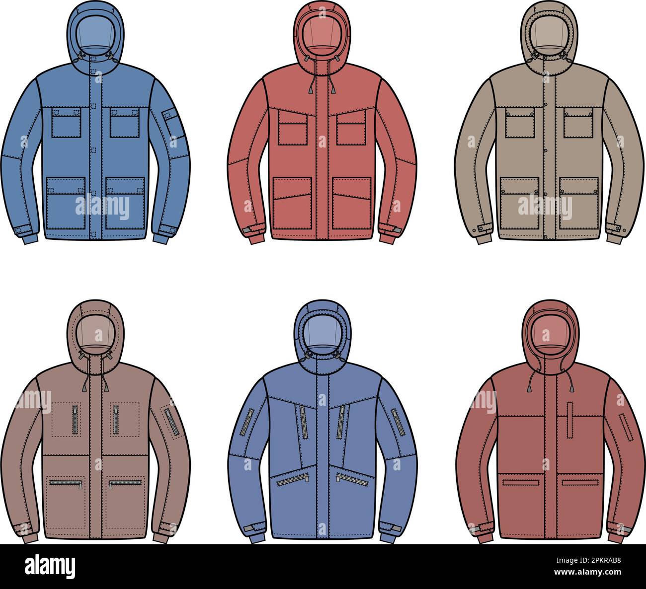 Herren Winter Work Daunenjacke. Mode-CAD. Stock Vektor