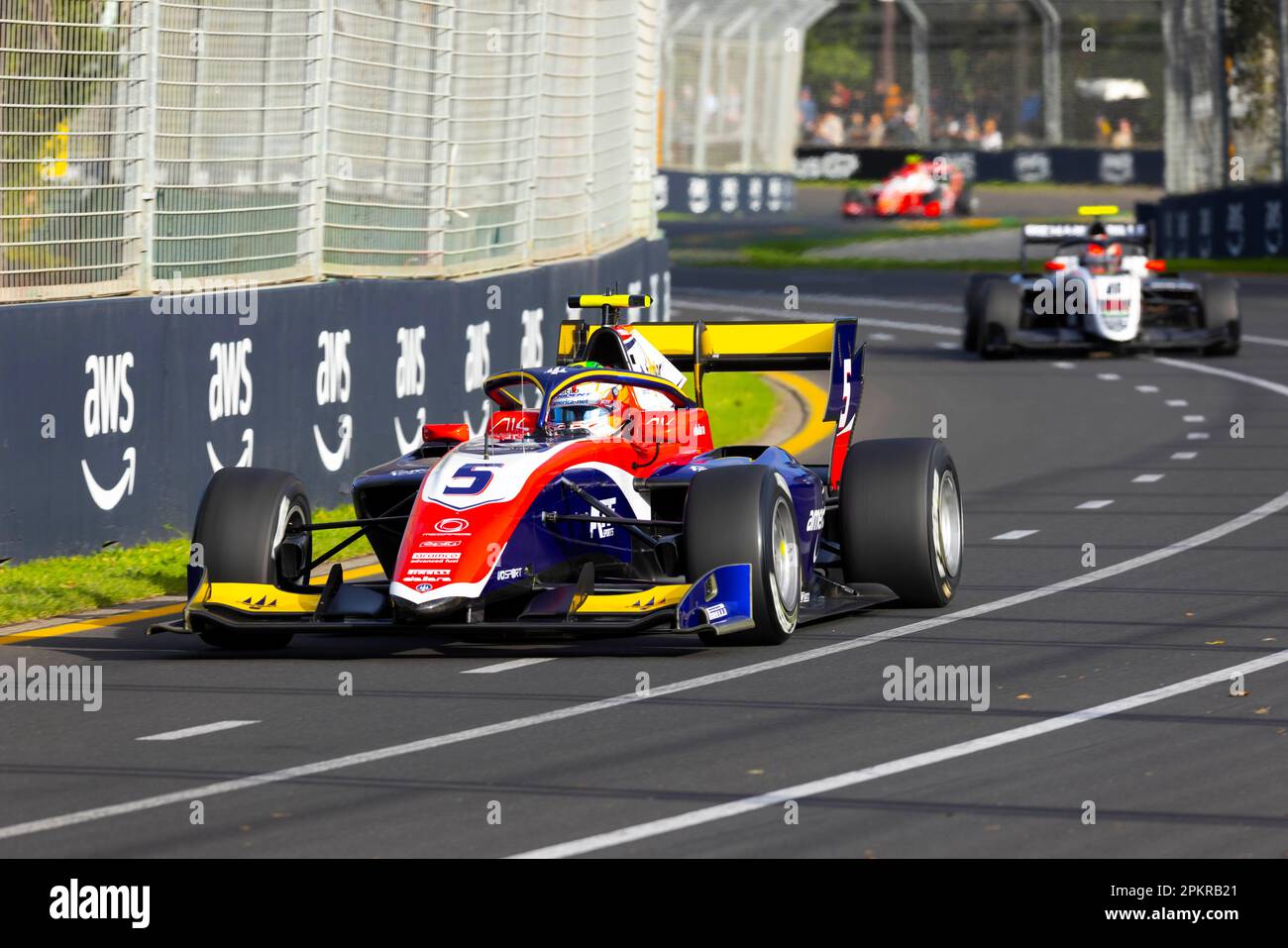 Melbourne, Australien. 31. März 2023. Gabriel Bortoleto aus Brasilien fährt den Trident (5) F3 während des Trainings beim australischen Formel 1 Grand Prix auf der Albert Park Grand Prix-Strecke. (Foto: George Hitchens/SOPA Images/Sipa USA) Guthaben: SIPA USA/Alamy Live News Stockfoto
