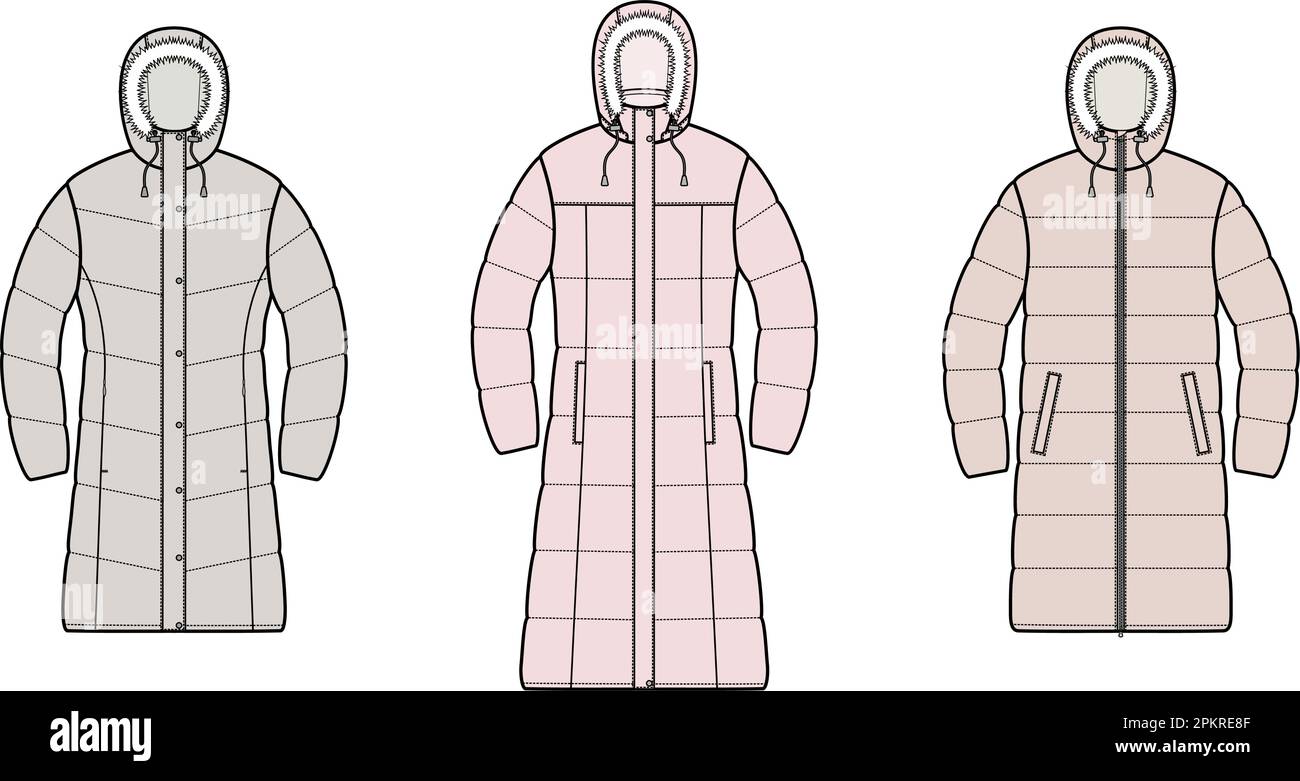 Damen Winter Steppjacke. Stock Vektor