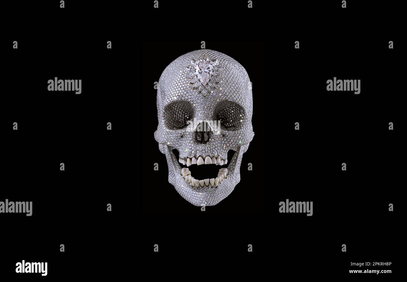 Aaron Weber Foto des berühmten Diamond Studded Skull - for the Love of God von Damien Hirst Stockfoto