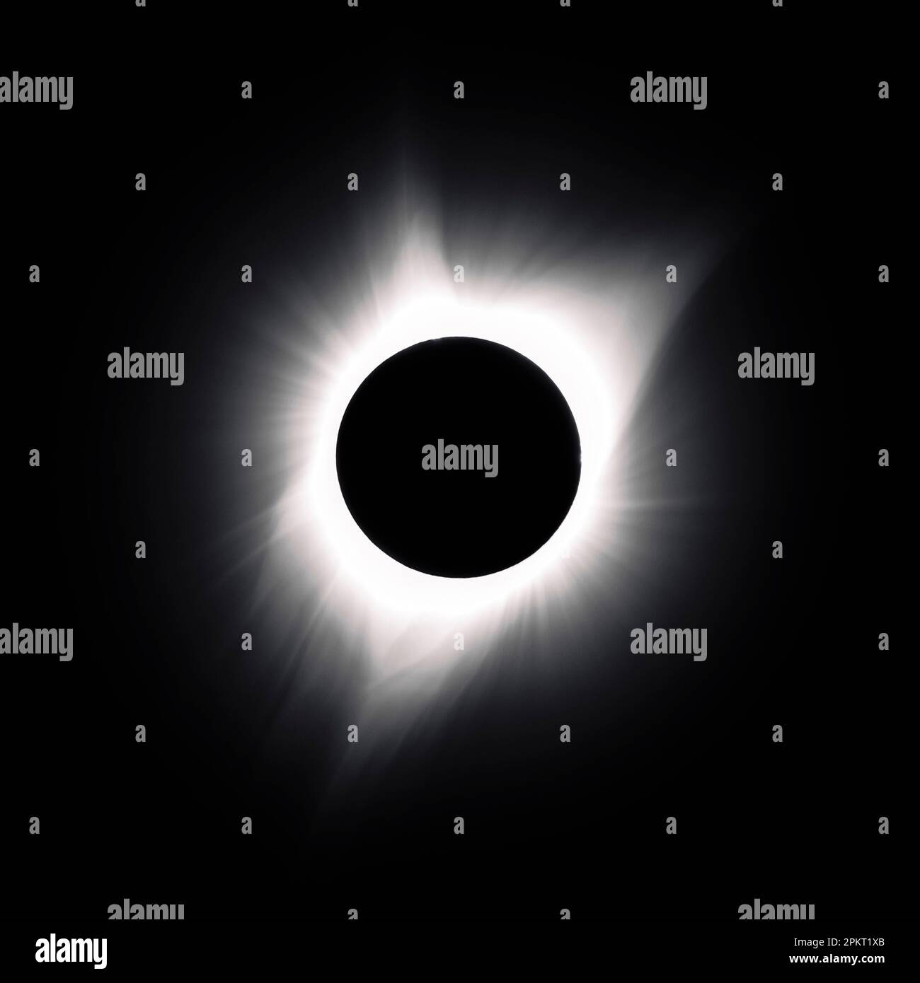 Sonnenwind während einer totalen Sonnenfinsternis Stockfoto