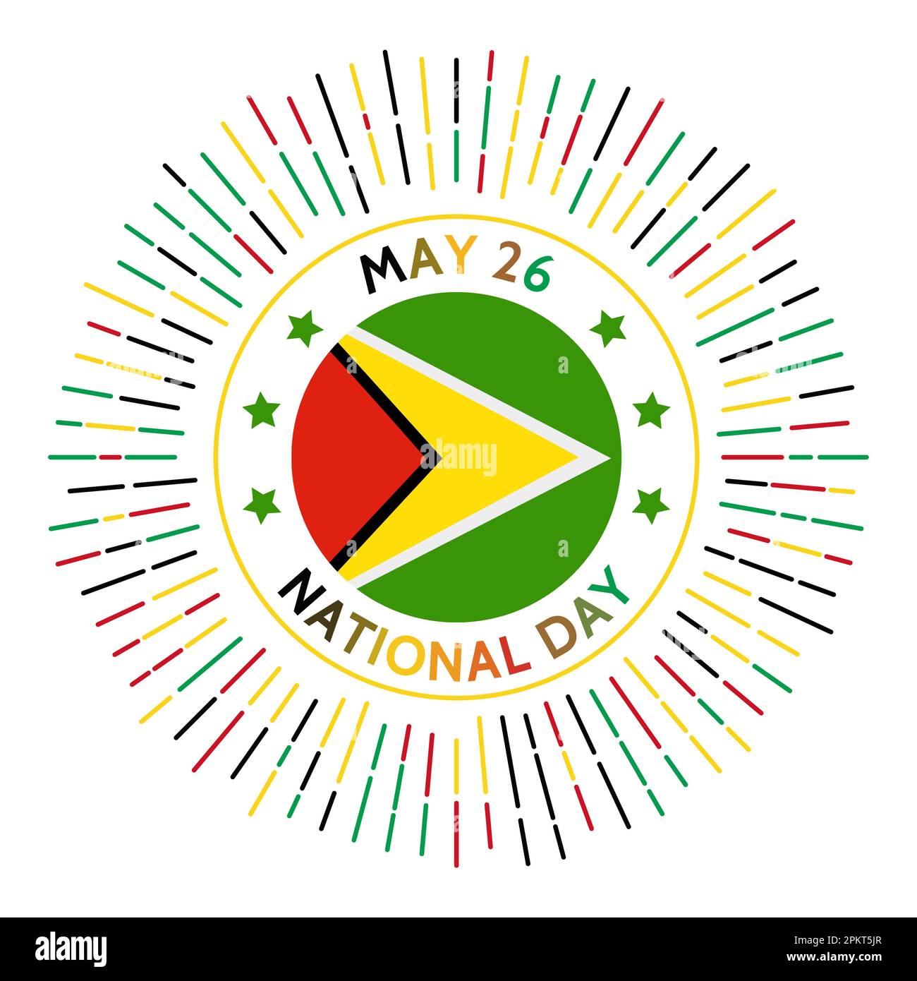 Guyana Nationalfeiertag. Unabhängigkeit vom Vereinigten Königreich im Jahr 1966. Gefeiert am 26. Mai. Stock Vektor