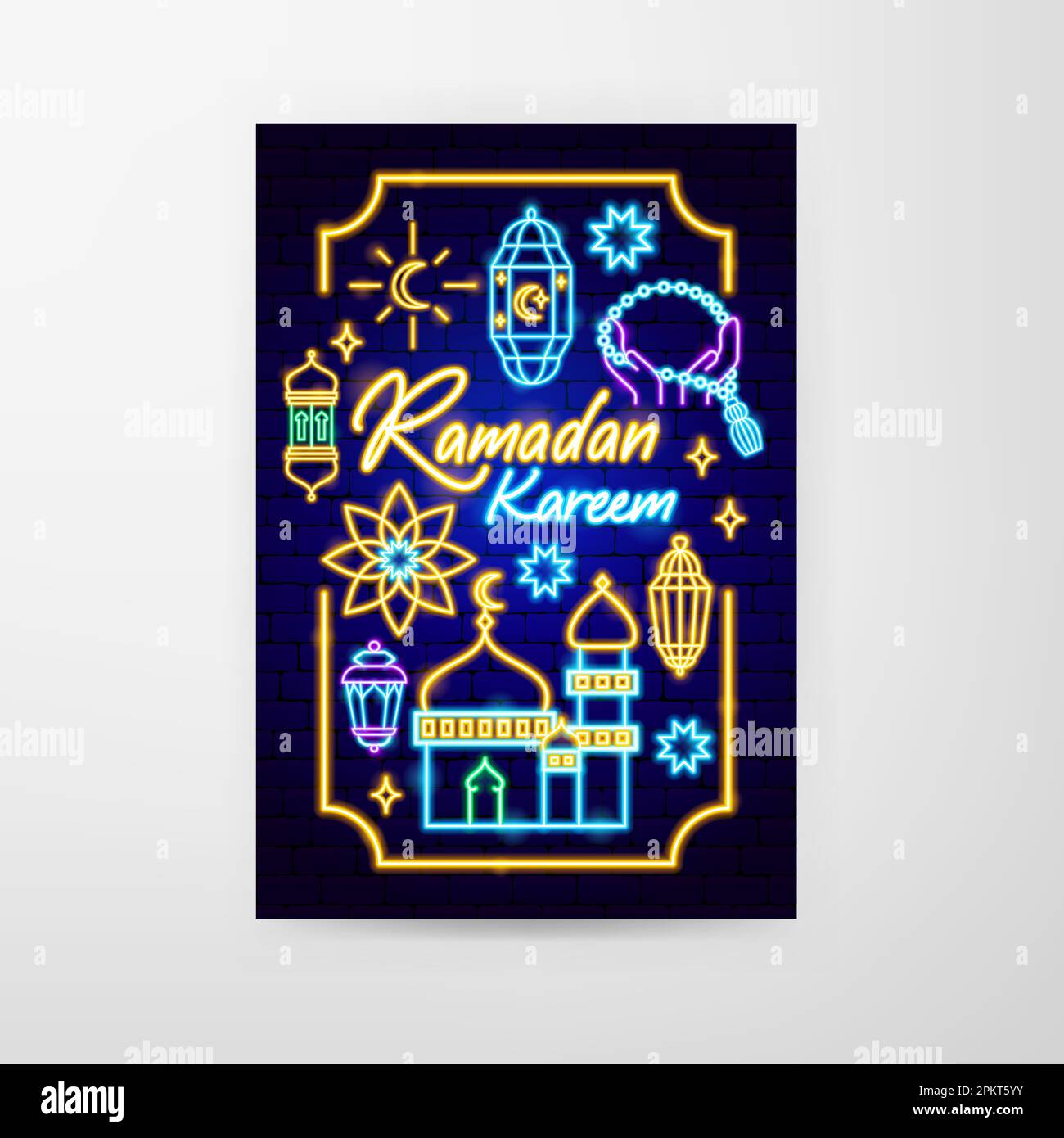 Ramadan Neon Flyer Stock Vektor
