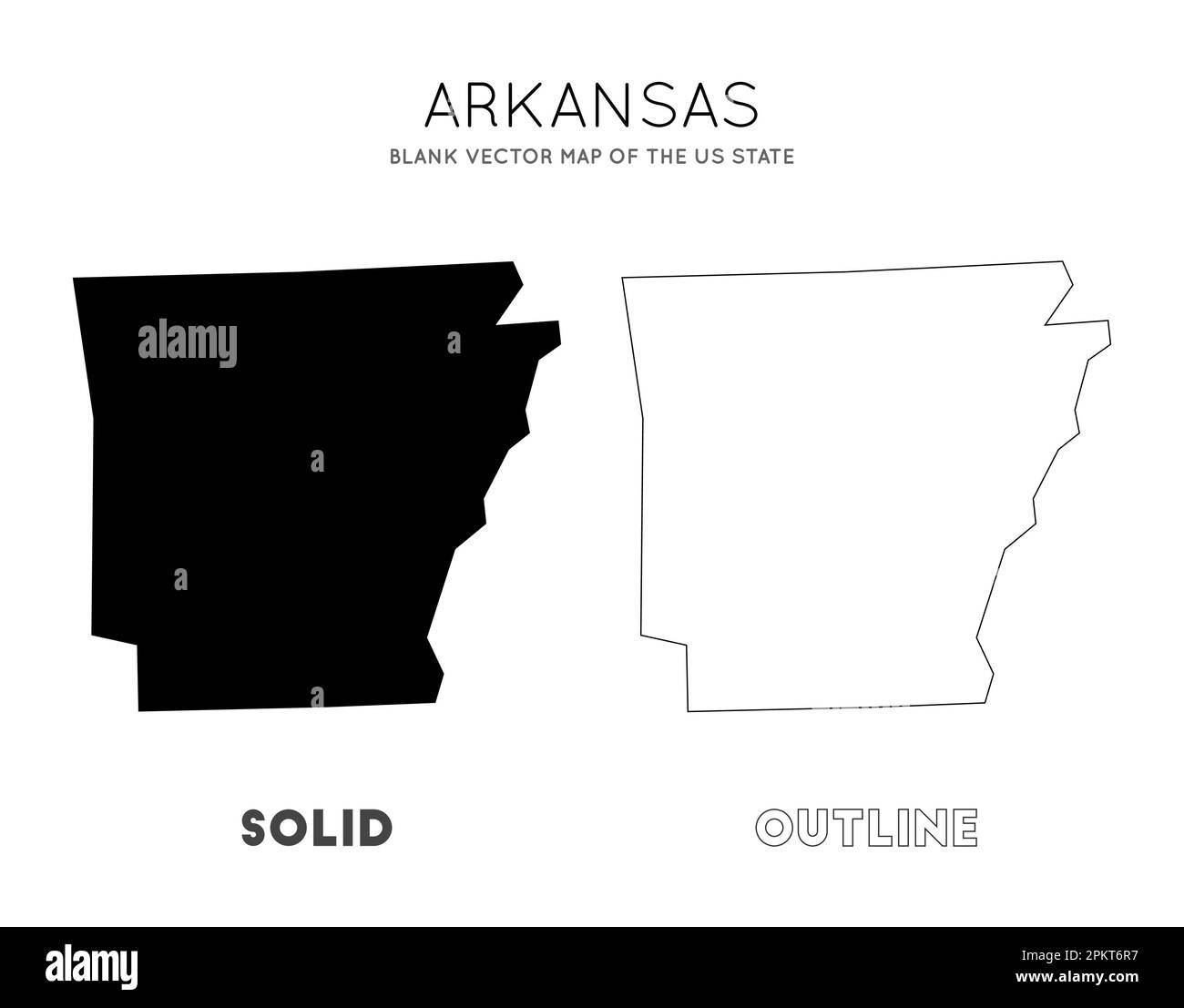 Arkansas Karte. Leere Vektorkarte des US-Bundesstaates. Borders of Arkansas für Ihre Infografik. Vektorabbildung. Stock Vektor