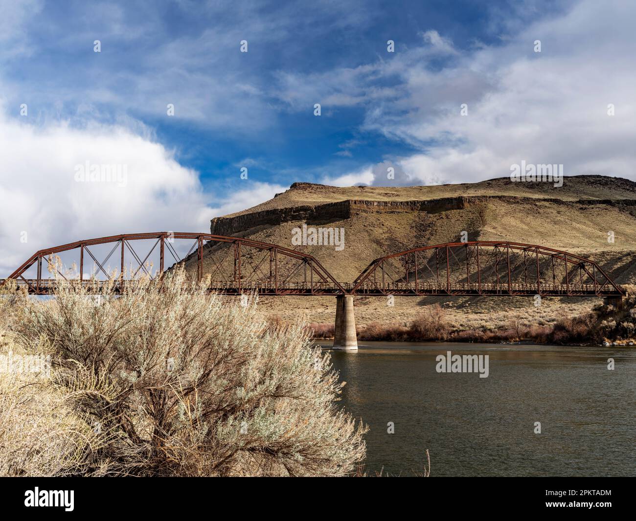 Die berühmte Guffey Bridge am Snake River Idaho Stockfoto