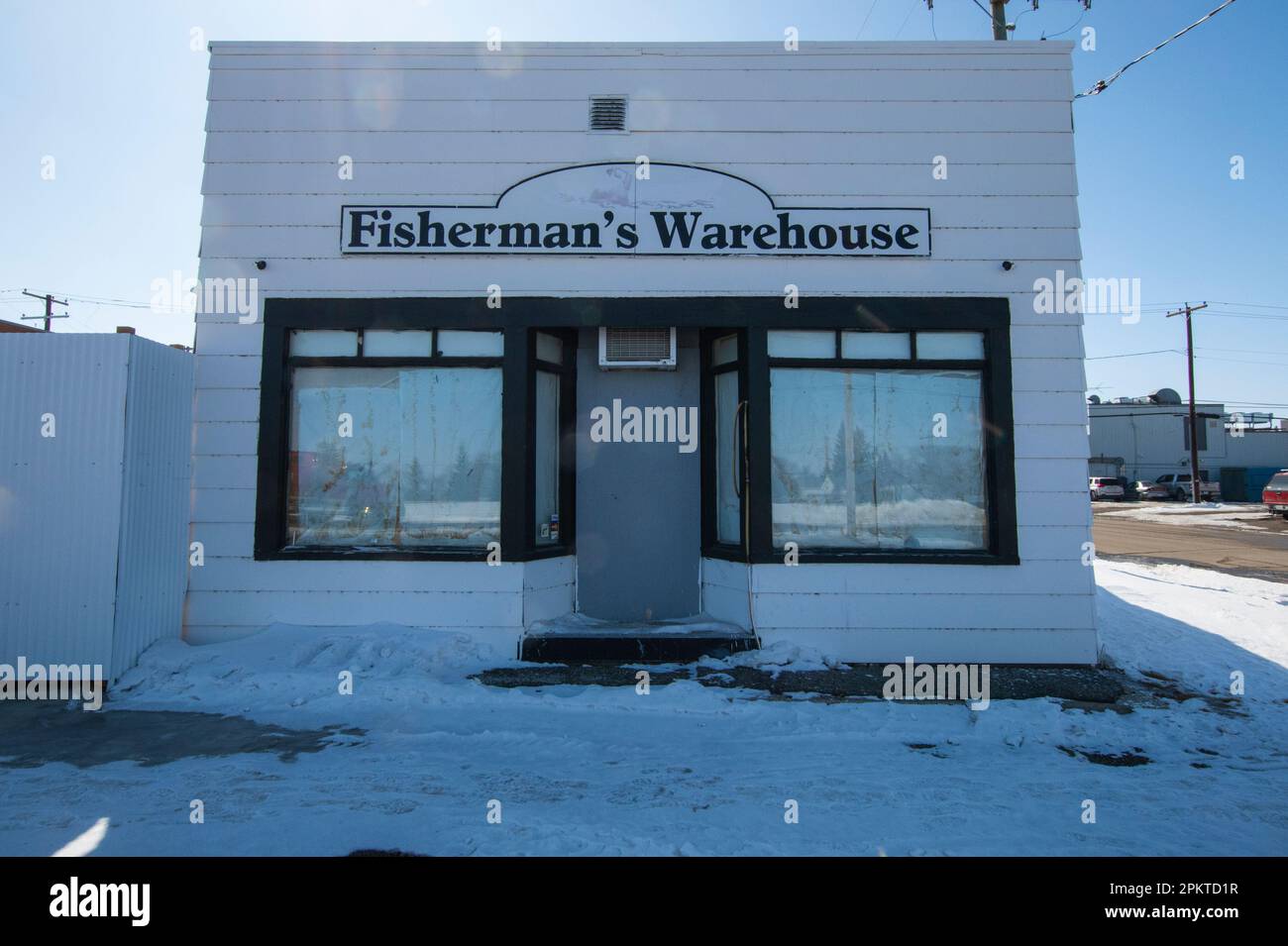 Fisherman's Warehouse in Moosomin, Saskatchewan, Kanada Stockfoto