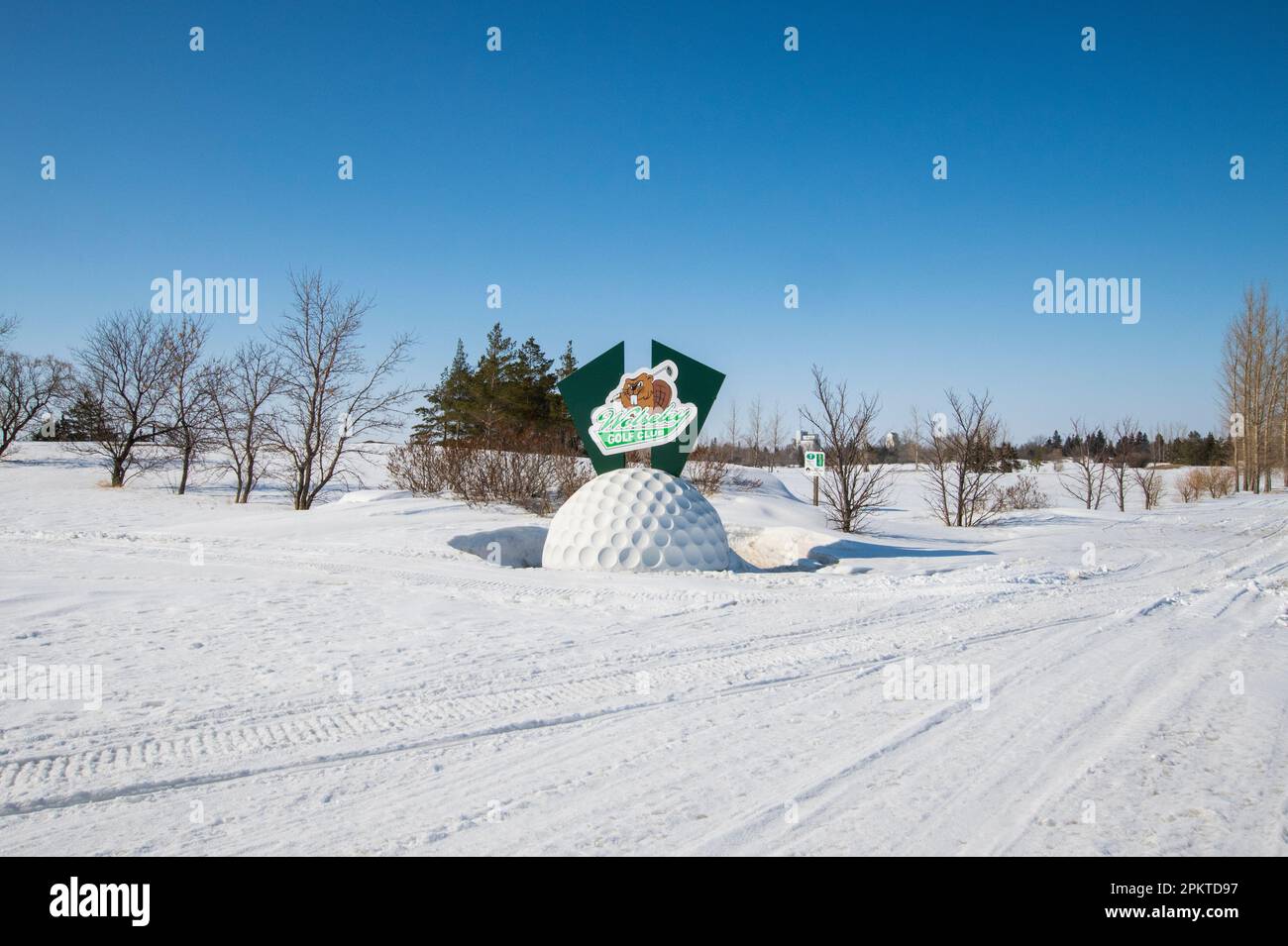 Wolseley Golf Club-Schild in Wolseley, Saskatchewan, Kanada Stockfoto