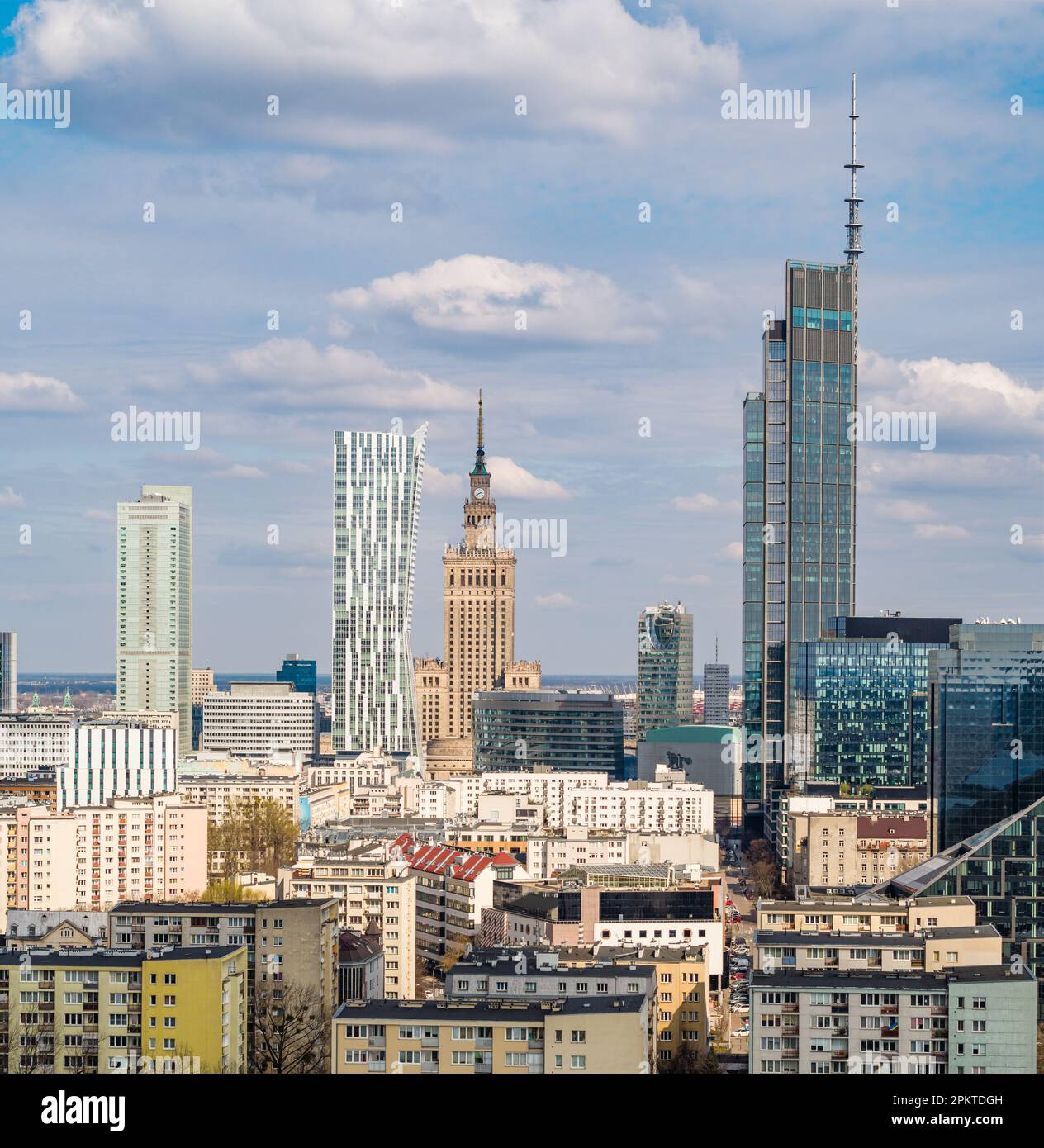 Die Luftlandschaft im Stadtzentrum von Warschau Stockfoto