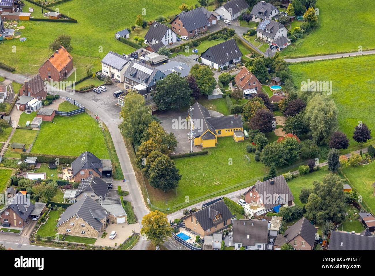 Luftaufnahme, Feuerwehr Osttünnen im Bezirk Rhynern in Hamm, Ruhrgebiet, Nordrhein-Westfalen, Deutschland, Deutschland, Europa, Hamm, Luftfotografie, Stockfoto