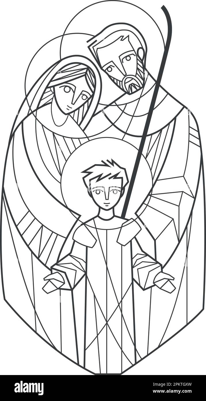 Handgezeichnete Vektorzeichnung oder Zeichnung der heiligen Familie Stock Vektor
