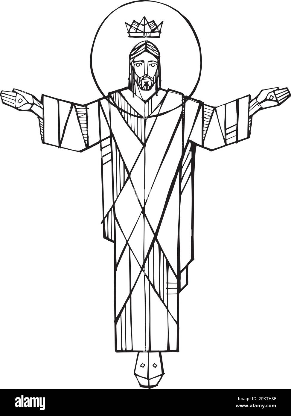 Vektor-Illustration von Hand gezeichnet oder Zeichnung von Jesus Christus Stock Vektor