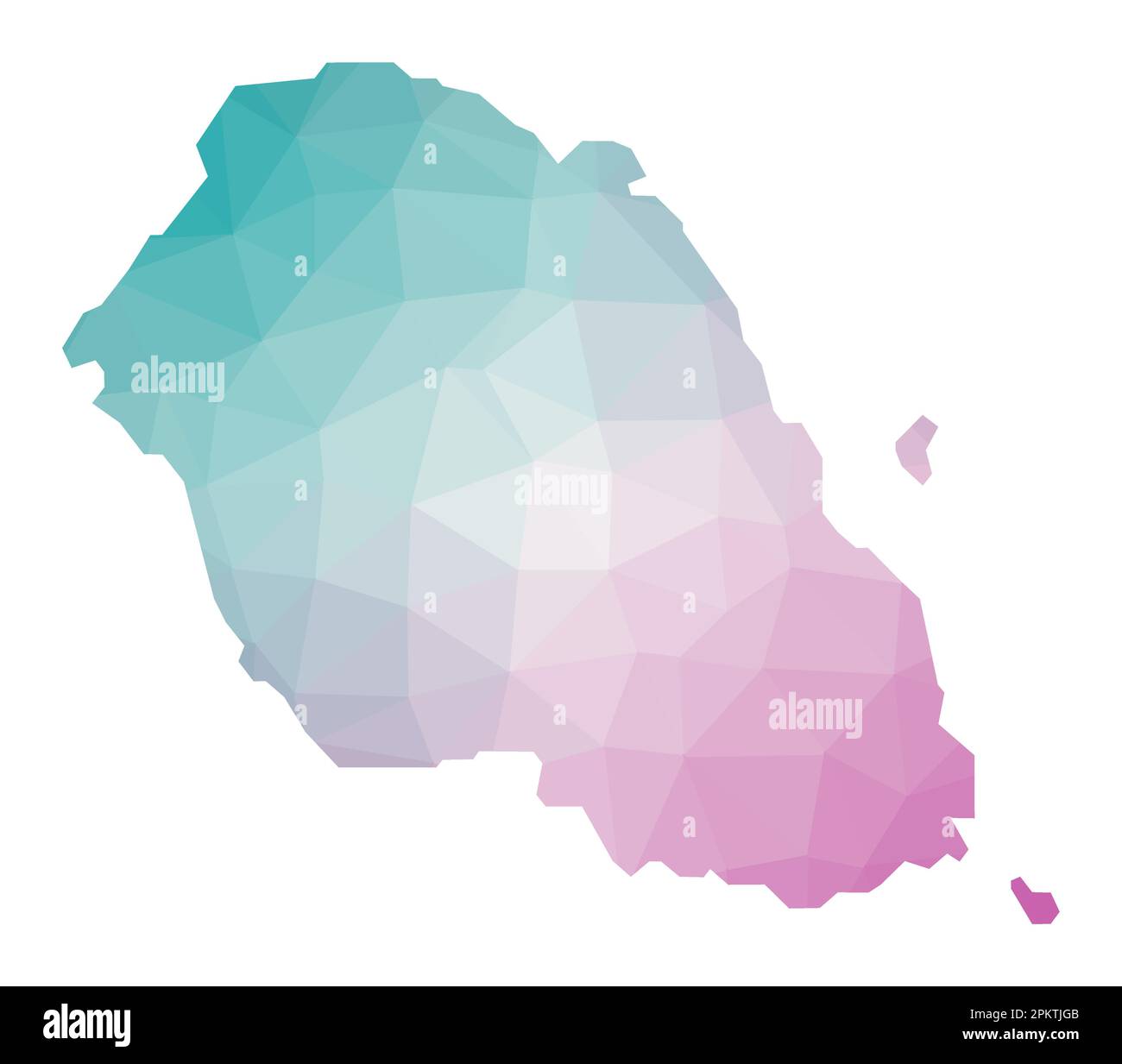 Polygonale Karte von Graciosa. Geometrische Darstellung der Insel in Smaragd- und Amethystfarben. Graciosa-Karte im Low-Poly-Stil. Stock Vektor