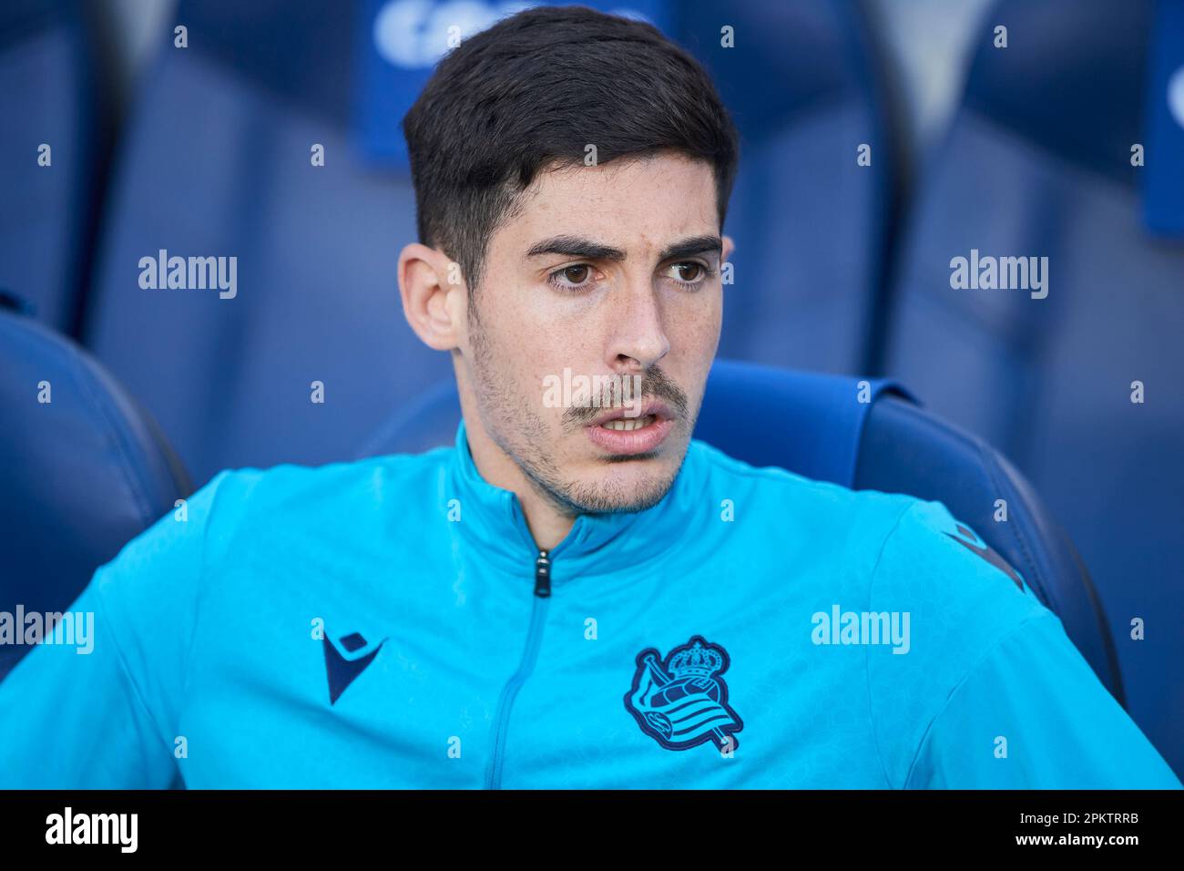 Carlos Fernandez von Real Sociedad in Aktion während des Spiels La Liga Santander zwischen Real Sociedad und Getafe CF am 8. April im reale Arena Stadium, Stockfoto