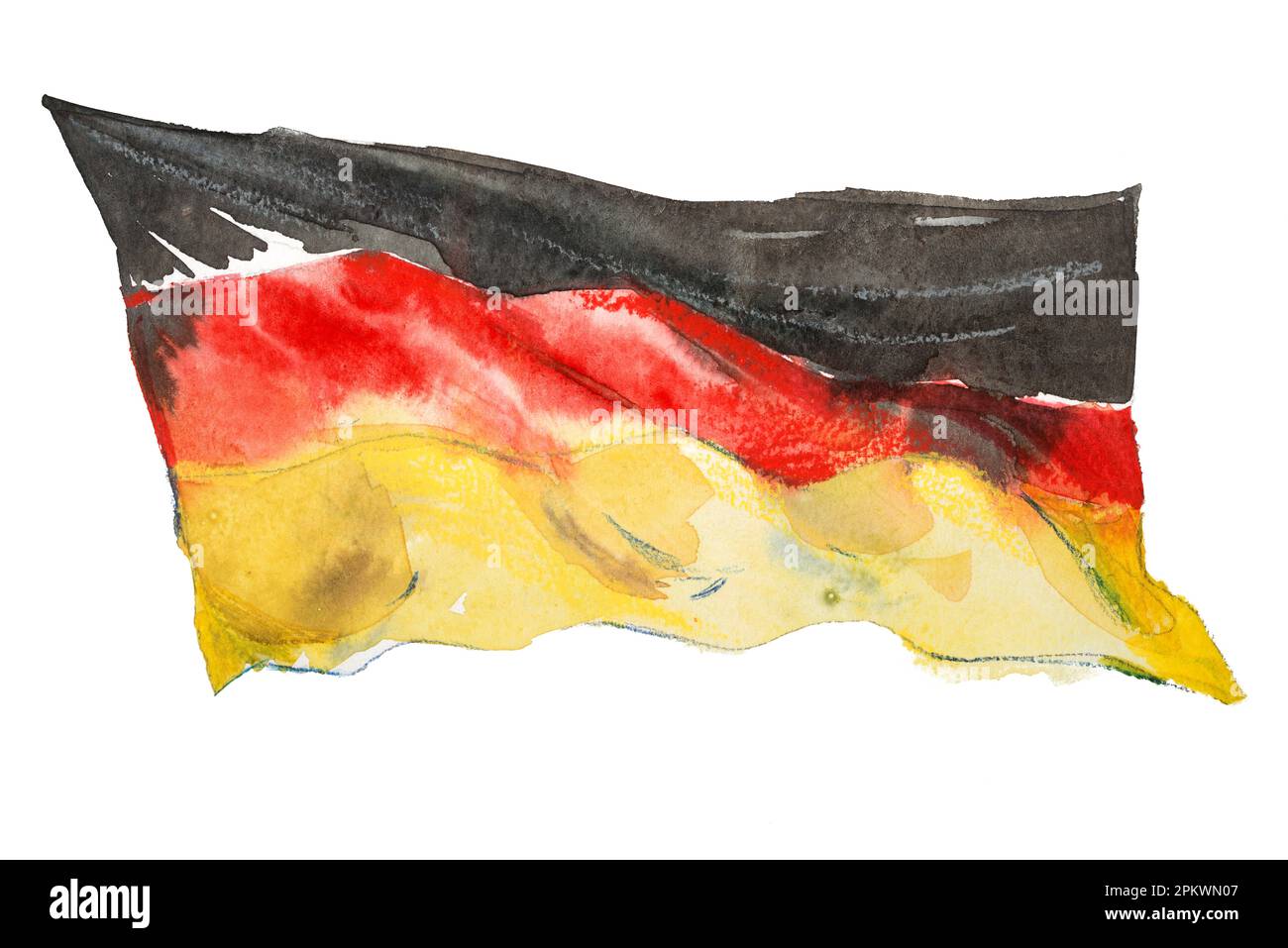 Flagge Deutschlands, handgezeichnete Aquarell-Illustration Stockfoto