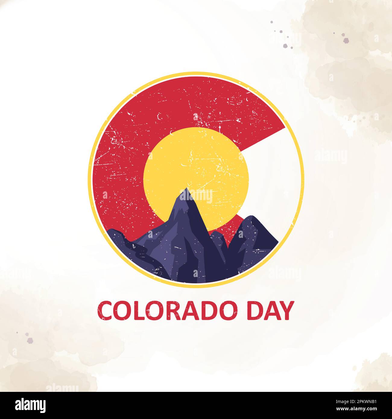 Colorado Day, Symbol Logo-Design, Mount Elbert Schild, Illustration Felsgebirge in den USA. Moderne Hintergrundvektordarstellung für Poster, Stock Vektor
