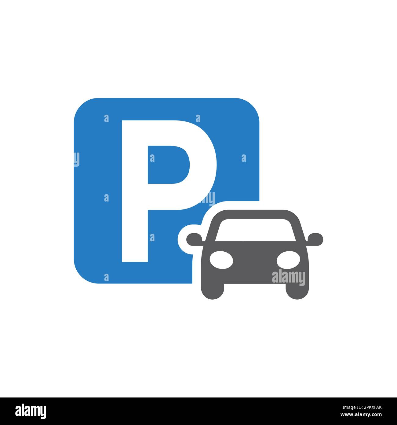 Parkplatz und Vektorschild. Einfaches Symbol für „Hier parken“. Stock Vektor