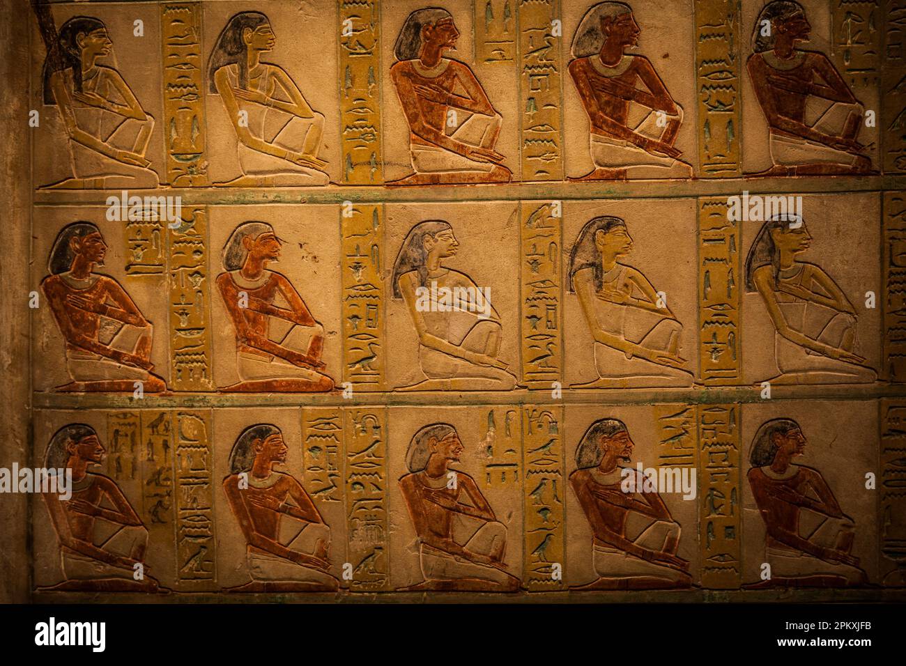 Detail von einem original ägyptische Hieroglyphen - Kalkstein Stockfoto