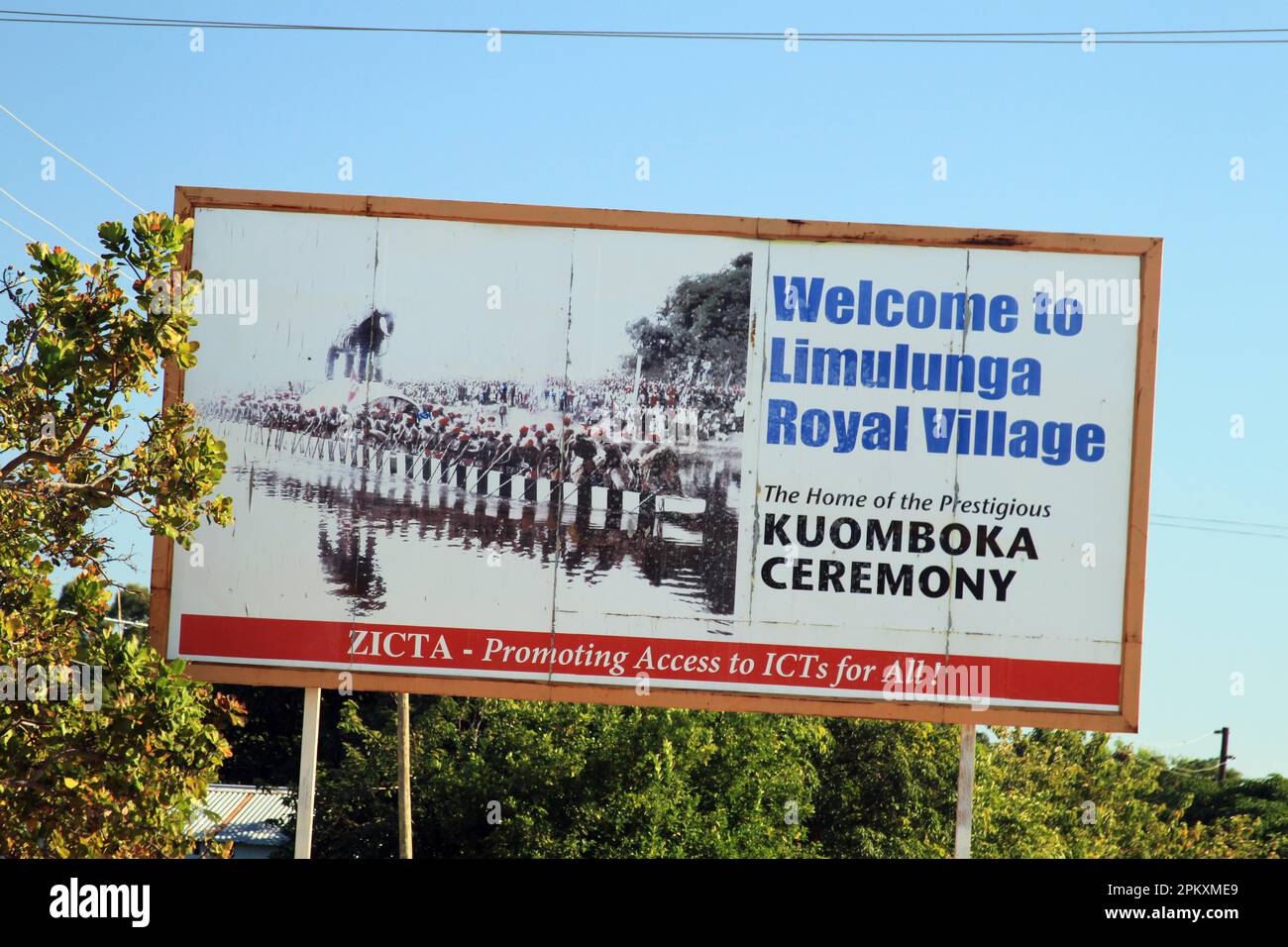 Schild, Limulunga, Barotse Land, Sambia Stockfoto