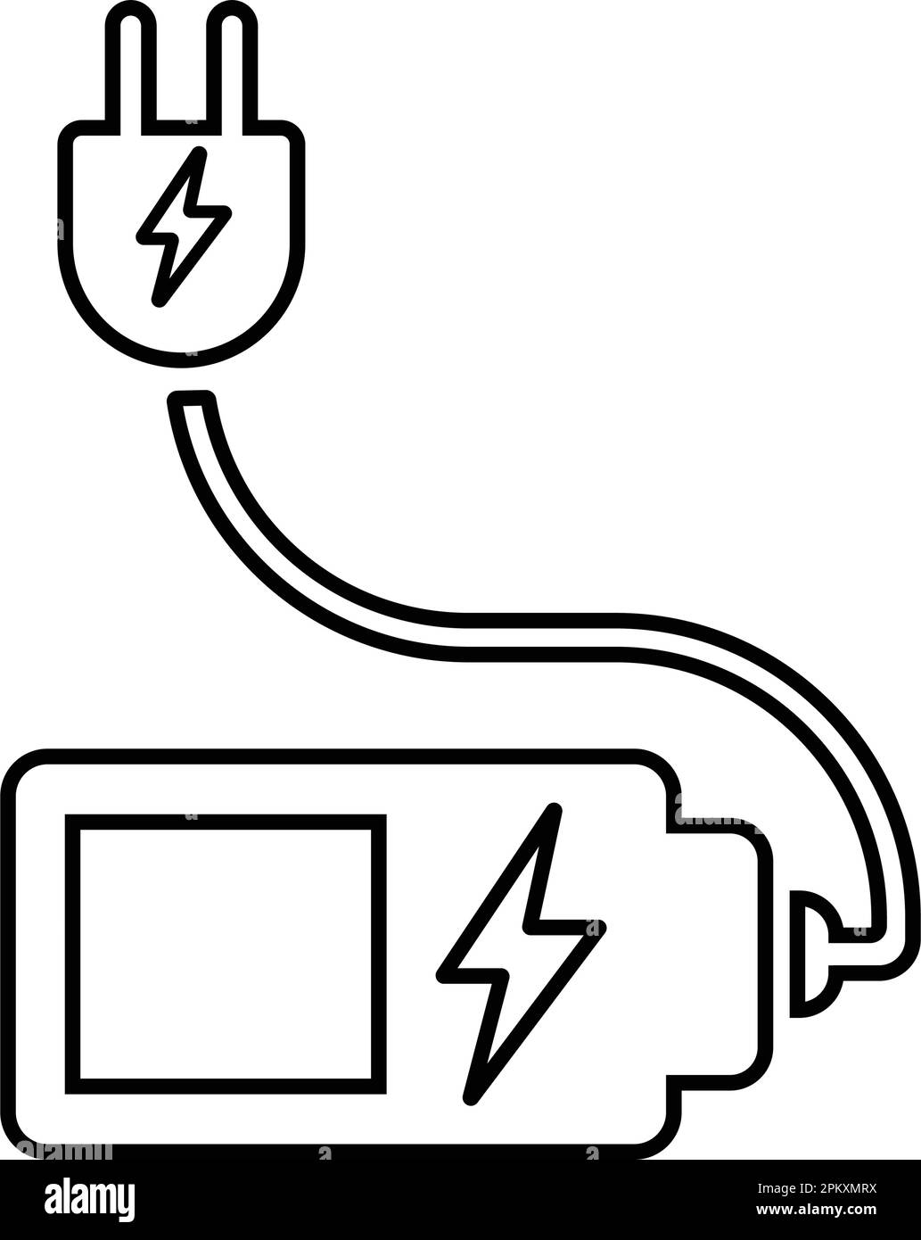 Symbol für Akku, Ladegerät angeschlossen – einfache editierbare Vektor-EPS-Datei. Stock Vektor