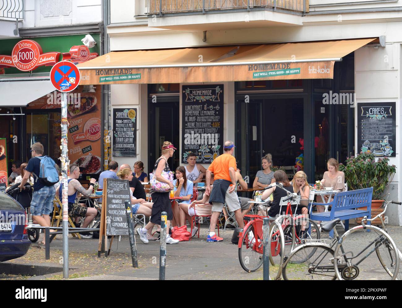 Simon-Dach-Straße, Friedrichshain, Berlin, Deutschland Stockfoto