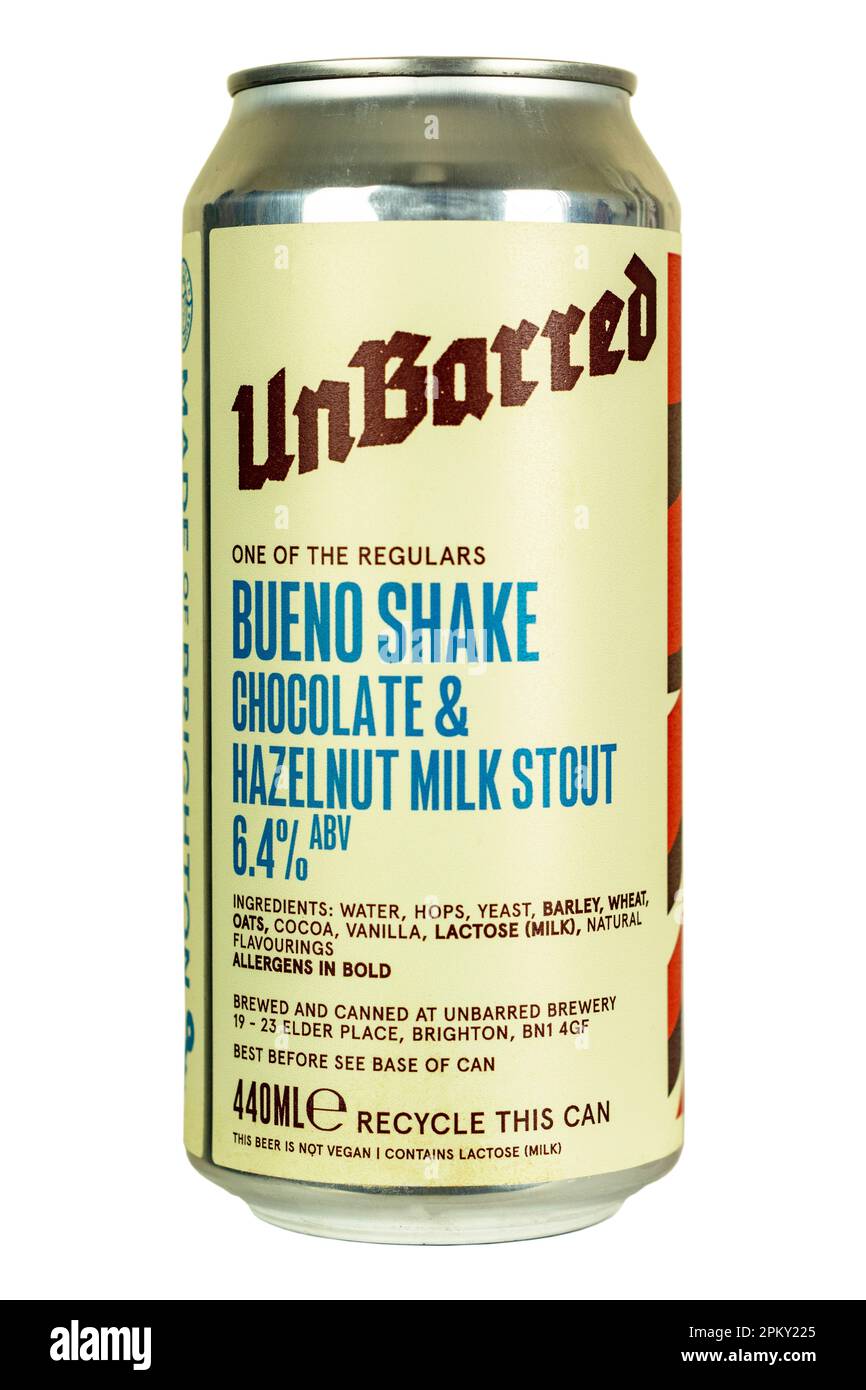 Unbarred Brewery – Bueno Shake – Schokolade und Haselnussmilch – 6,4 % abv. Stockfoto