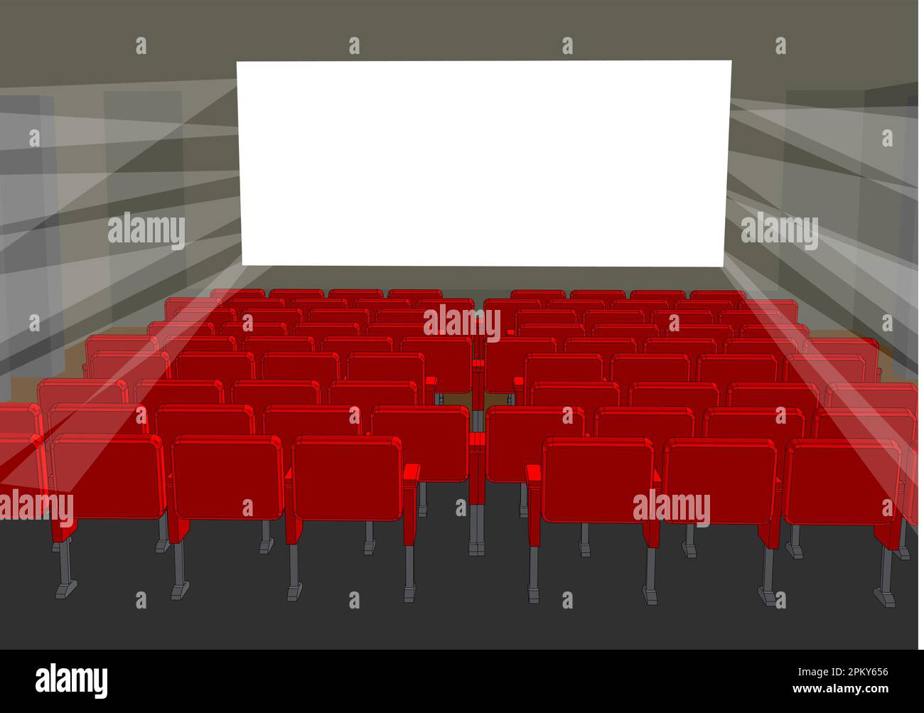 Vektorbild im Kinobereich, leeres Theater, Vortragssaal, Kino oder Konferenzsaal Stock Vektor