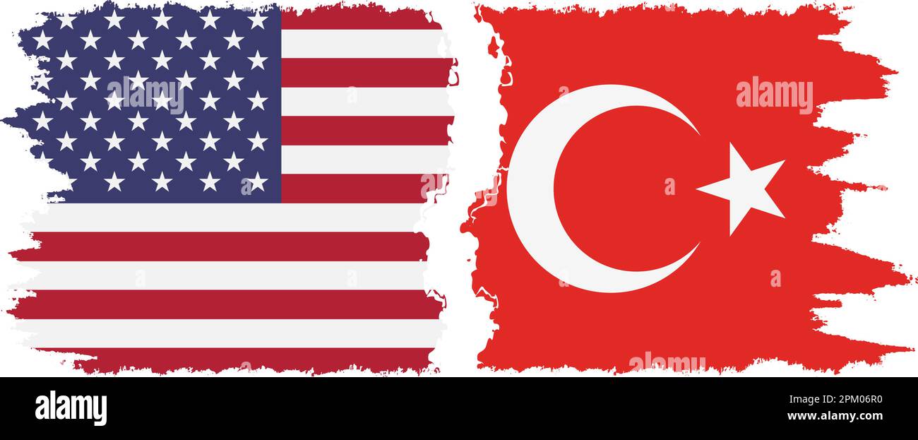 Türkei und USA Grunge Flaggen Verbindung, Vektor Stock Vektor