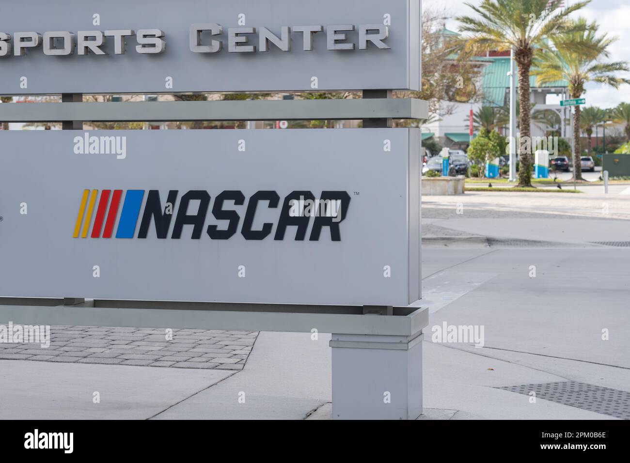 NASCAR-Unterschrift am Hauptsitz in Daytona Beach, FL, USA. Stockfoto