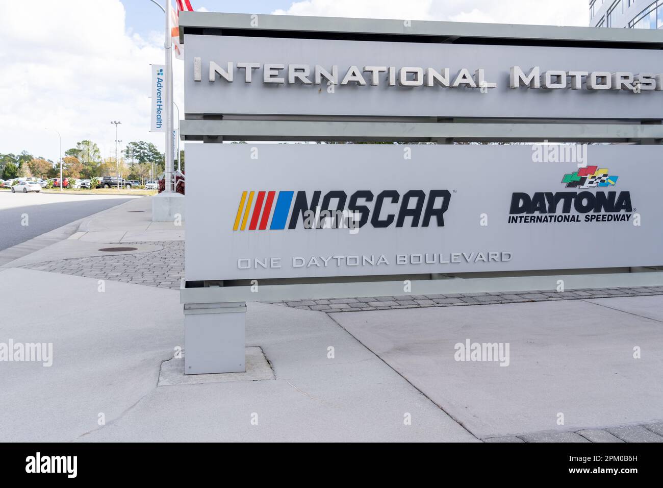 NASCAR-Unterschrift am Hauptsitz in Daytona Beach, FL, USA. Stockfoto