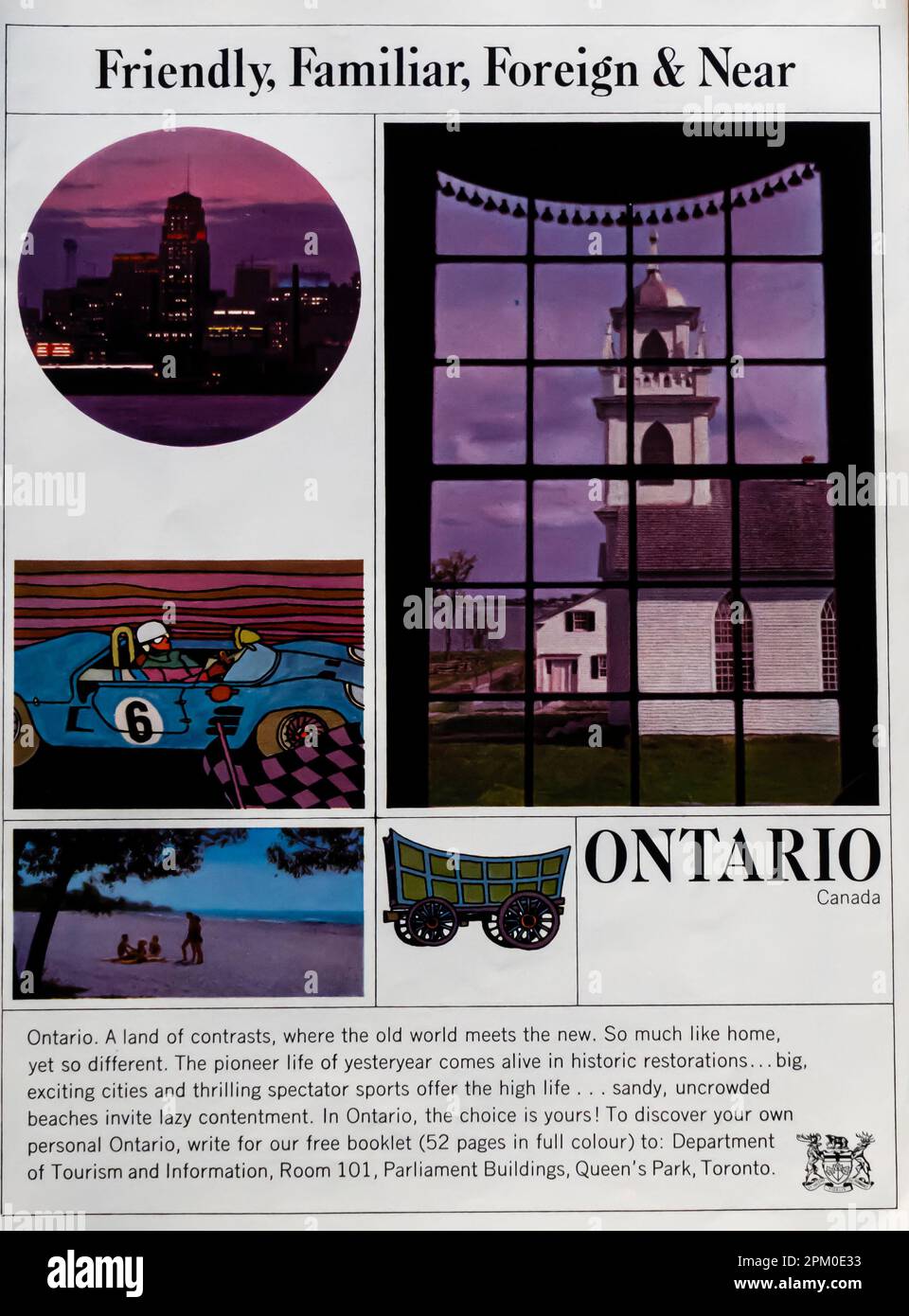 Reisewerbung für Ontario Canada in einem NatGeo Magazin 1965 Stockfoto