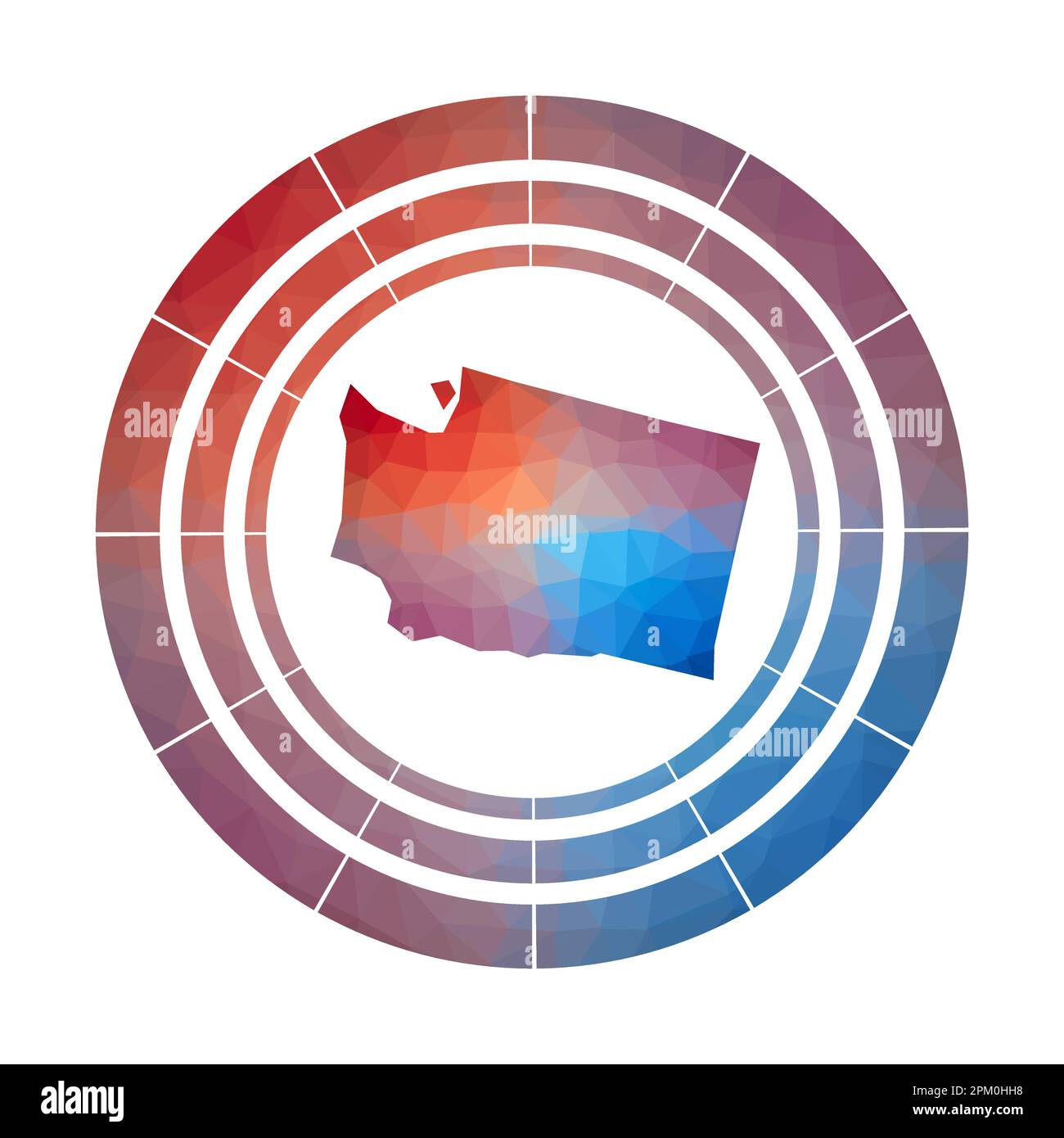 Washington Abzeichen. Helles Farbverlauf-Logo des US-Bundesstaates in flachem Poly-Stil. Stock Vektor