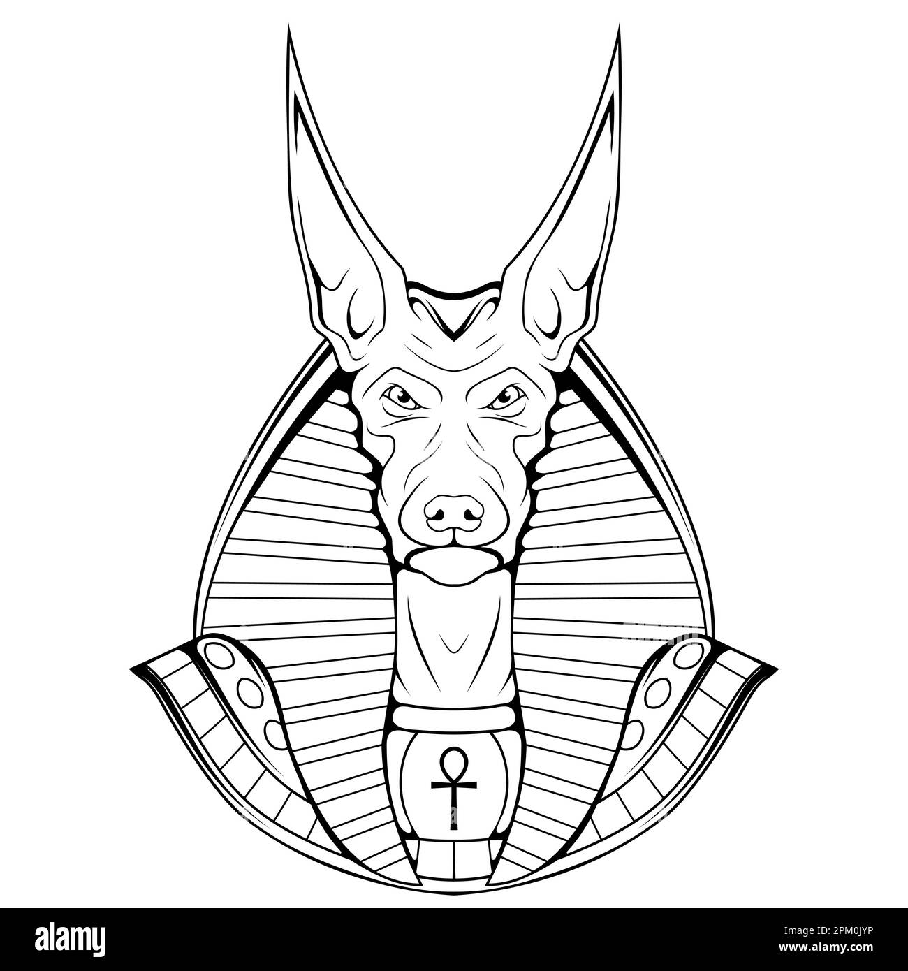 Anubis. Vektordarstellung der Schakalskizze. Der alte ägyptische todesgott. Ägyptische Mythologie Stock Vektor