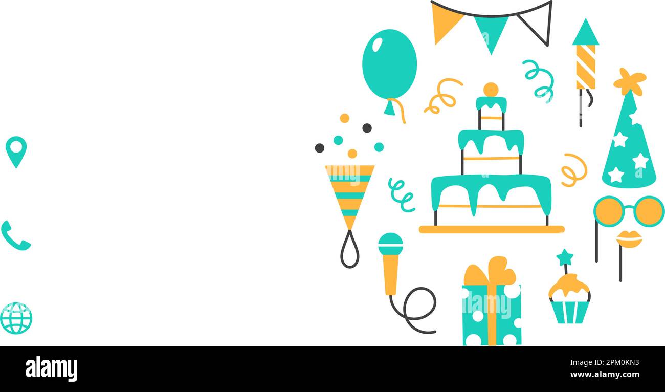 Party stellt flache Visitenkarten-Designvorlage bereit. Besuchskarte für Event Service mit Textfeld. Modernes, kreatives Layout. Farbe zur Feier der Identität f Stock Vektor