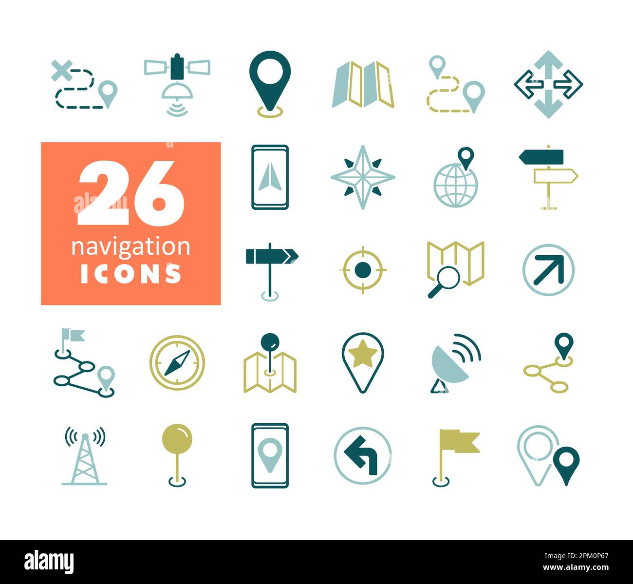 Karten, Standort, Navigationsvektor isolierte Symbole gesetzt. Graph-Symbol für Reise- und Tourismus-Website und Apps Design, Logo, App, UI Stock Vektor