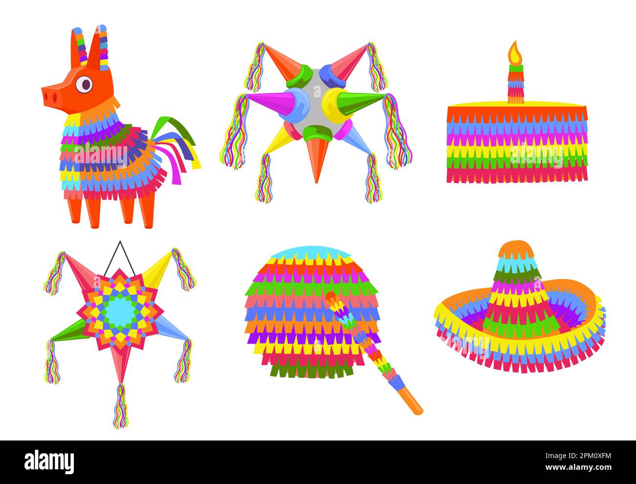 Süße Pinatas mit verschiedenen Formen, Vektorbildungs-Set Stock Vektor