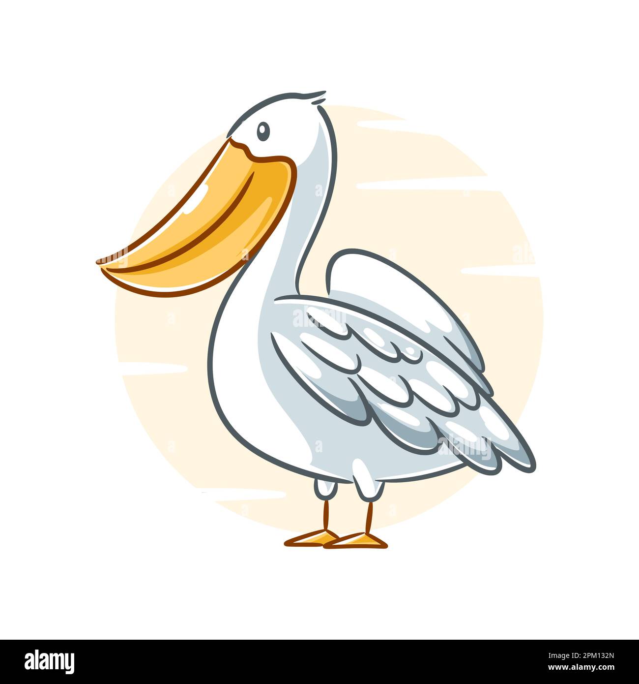 Süße pelikanische Cartoon-Vektordarstellung auf weißem Hintergrund Stock Vektor