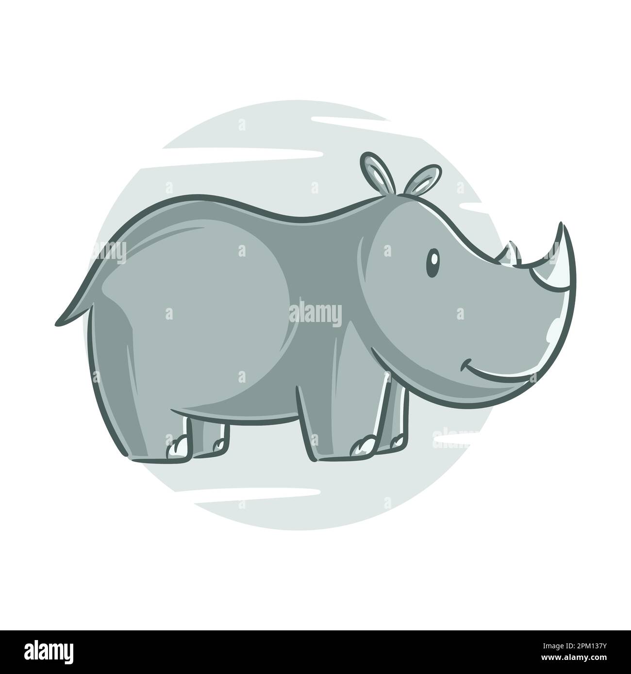 Süße Rhinozeros-Cartoon-Vektordarstellung auf weißem Hintergrund Stock Vektor