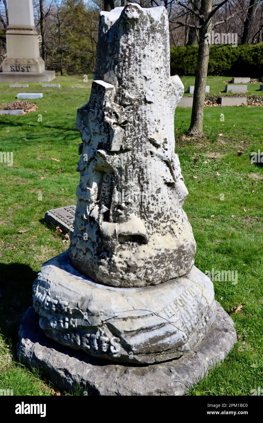 Gedenkstätte und Grab am Lakeview Cemetery, Cleveland, Ohio Stockfoto