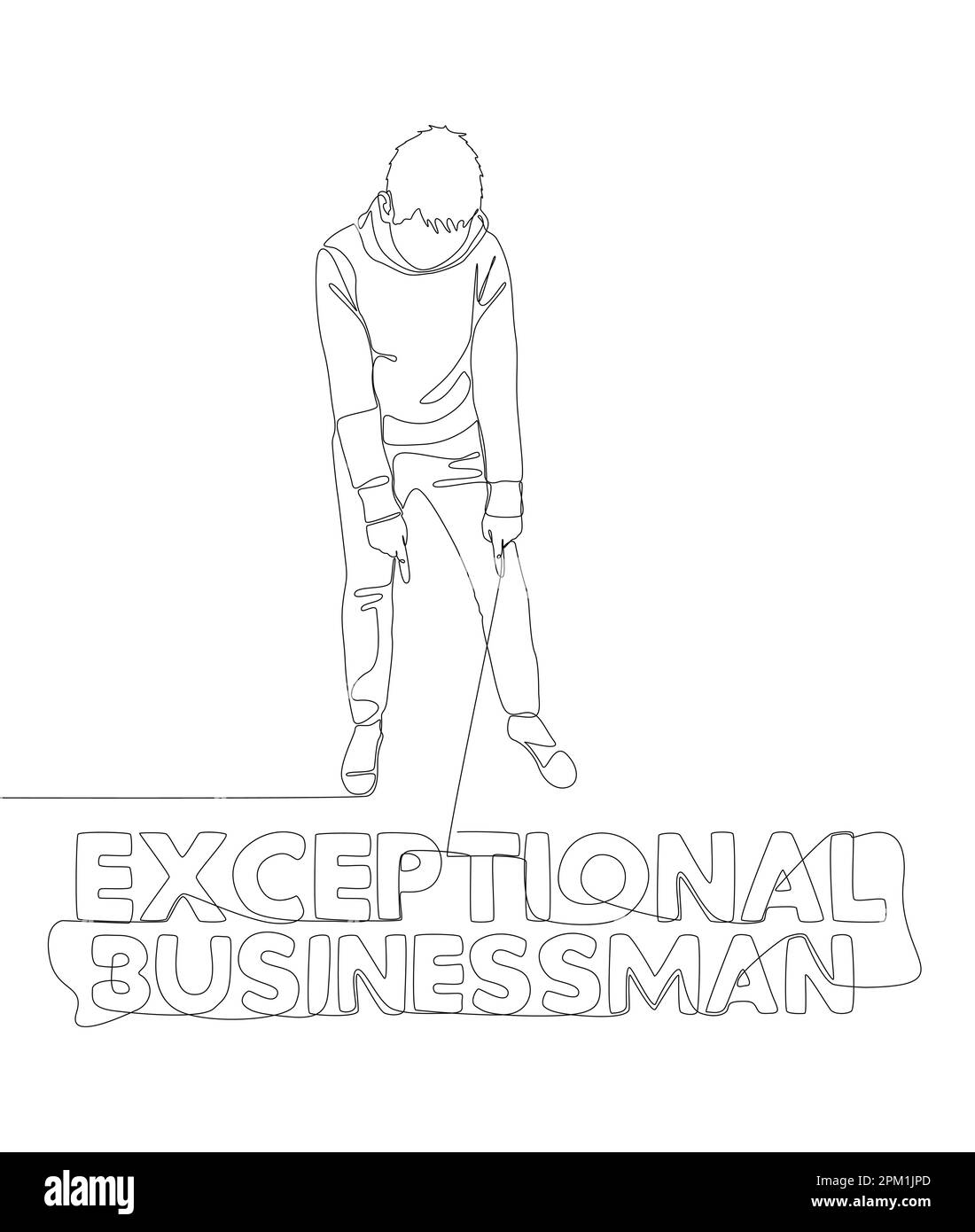 Eine durchgehende Linie, in der man mit dem Finger auf ein außergewöhnliches Geschäftsmann-Wort zeigt. Vektorkonzept zur Darstellung dünner Linien. Kontur Zeichnen kreativer Ideen Stock Vektor