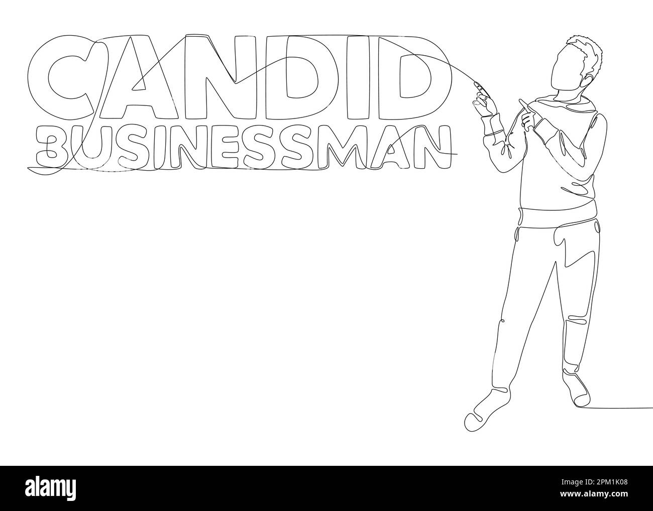 Eine durchgehende Linie von Mann zeigt mit dem Finger auf ein ehrliches Wort des Geschäftsmanns. Vektorkonzept zur Darstellung dünner Linien. Kontur Zeichnen kreativer Ideen. Stock Vektor
