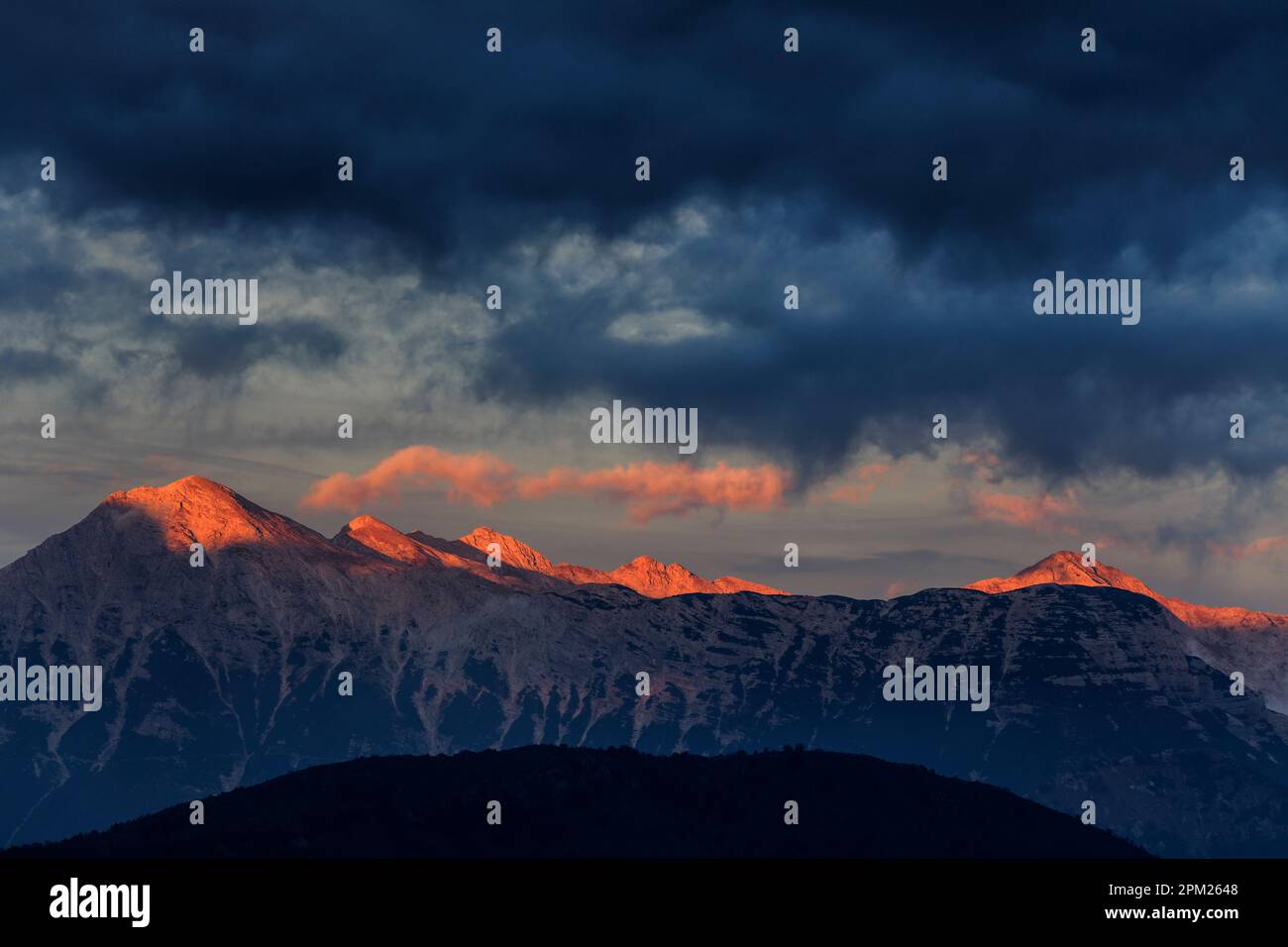 Julian Alps, Slowenien, Abendlicht Stockfoto