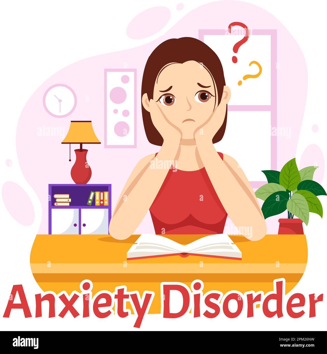 Angststörung Illustration mit frustrierter Person, nervösem Problem und Verwirrung bei flacher Cartoon Depression oder psychischer Gesundheit handgezeichnete Vorlagen Stock Vektor