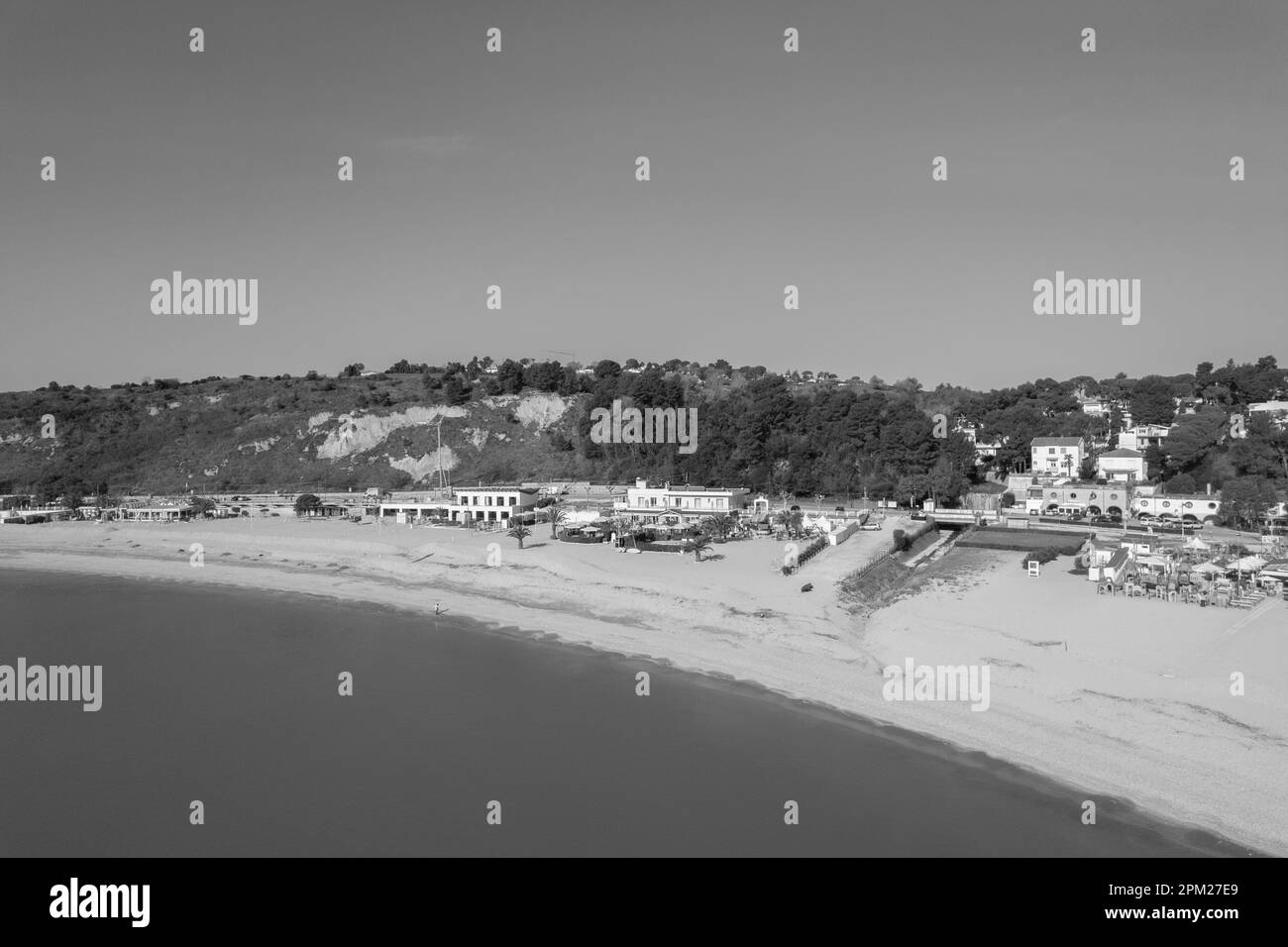 Draufsicht auf Numana, Conero Mount, Adria-Strand in Le Marche, Italien, Europa Stockfoto