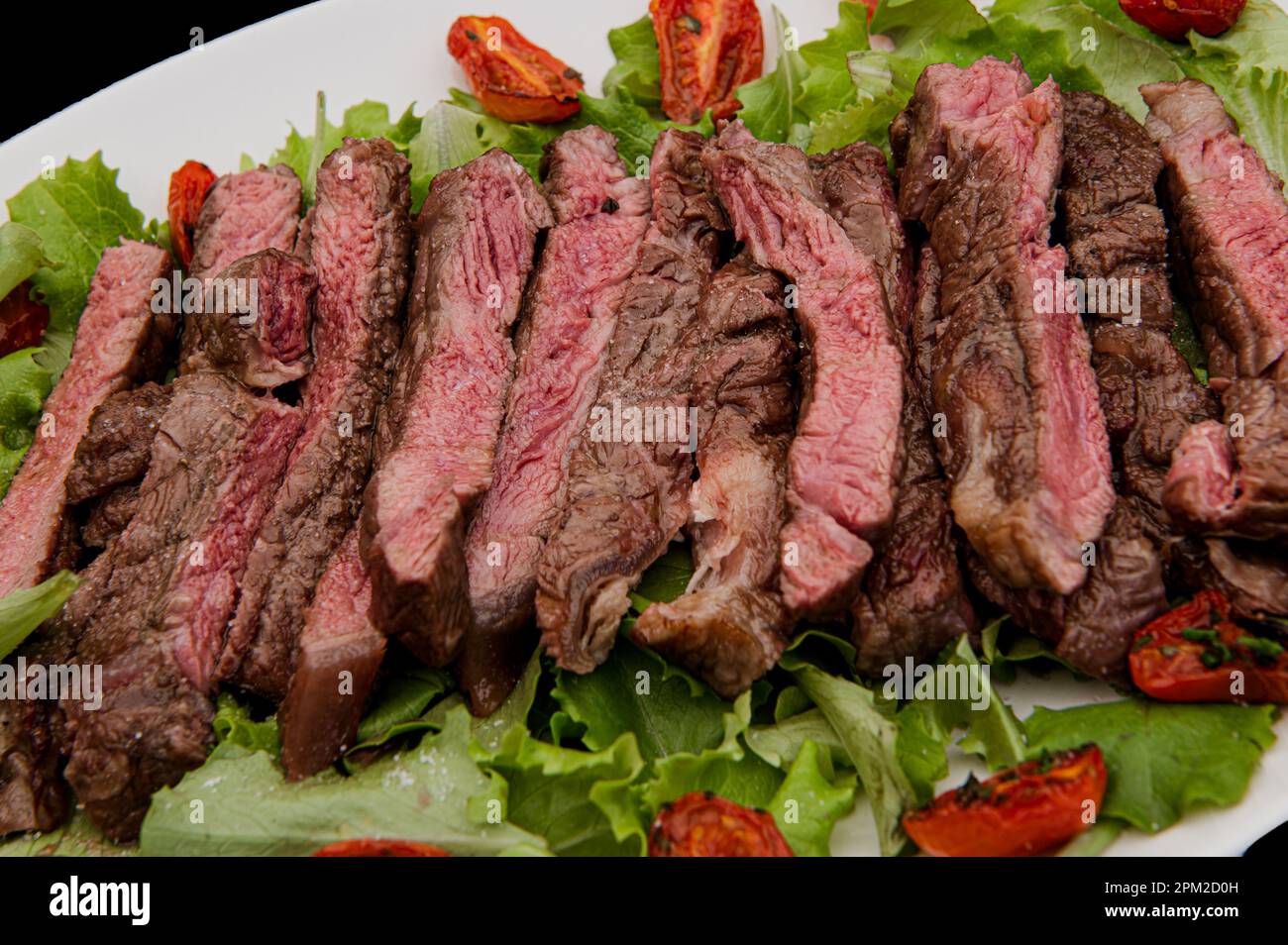 Detail des in Scheiben gegrillten, gegrillten Flankensteaks Stockfoto